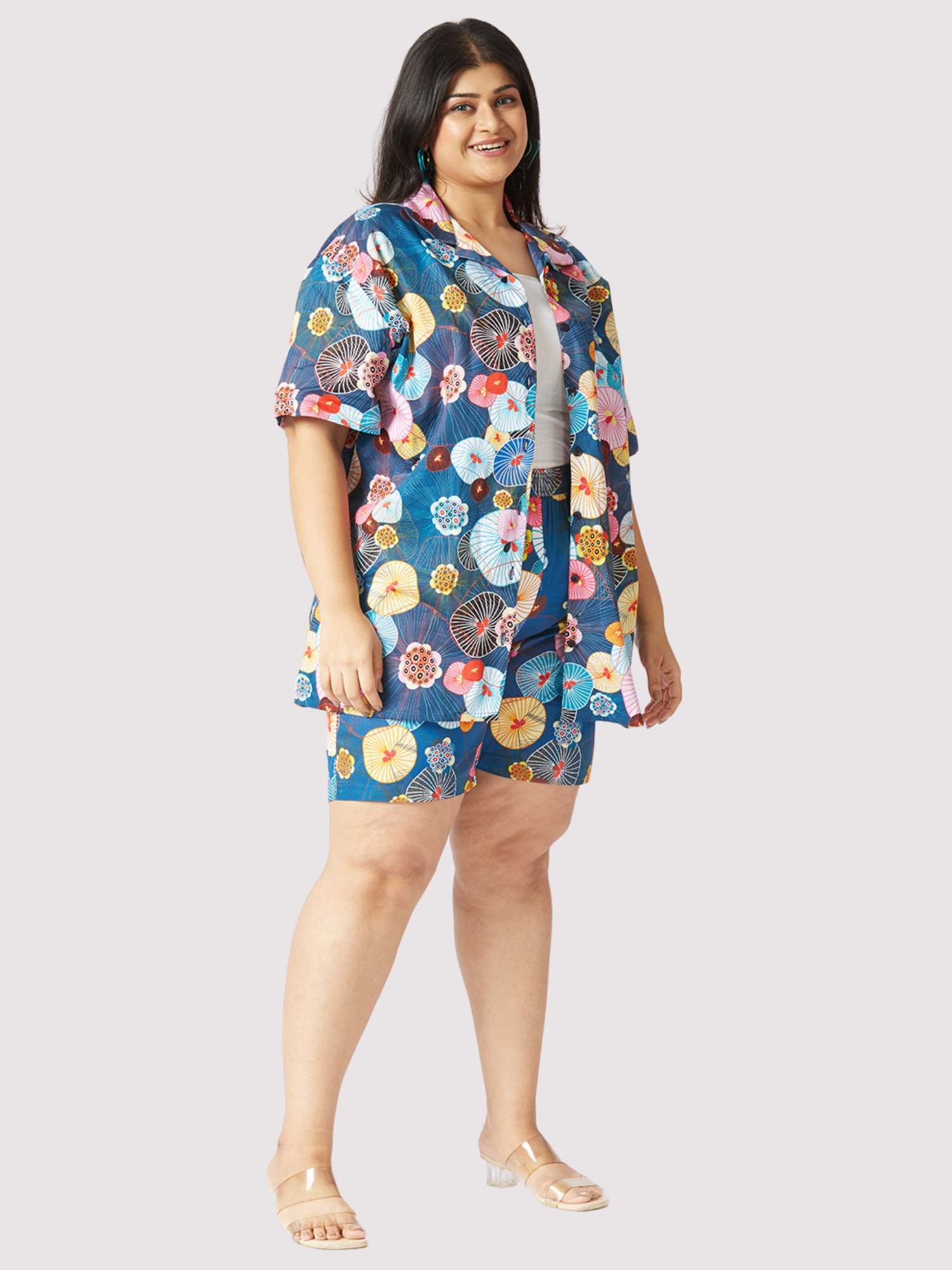 Blooming Wheels Plus Size Women's Half Co-ord Set