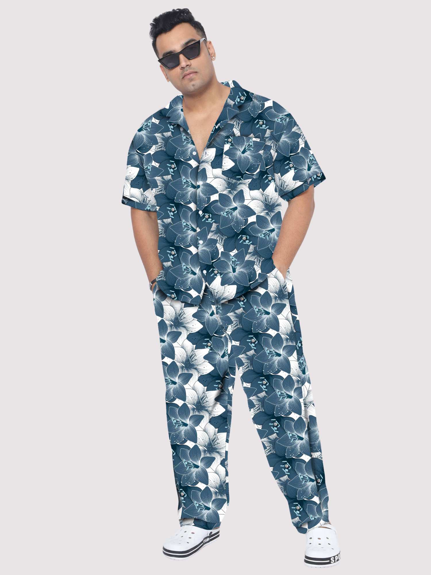 Lilies Flowers Plus Size Men's Co-ord Set