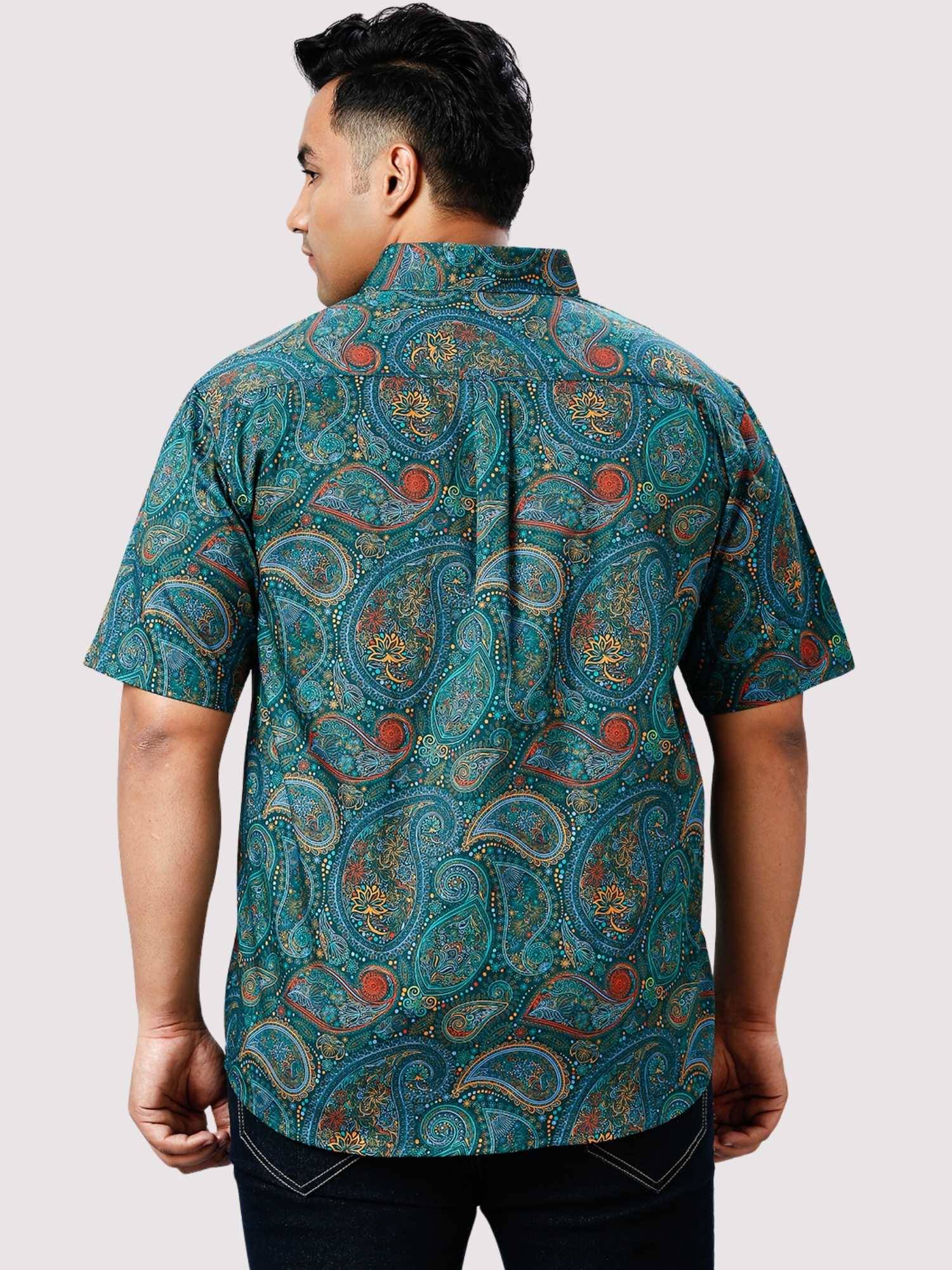 Marble Blue Digital Printed Half Sleeve Shirt Men's Plus Size