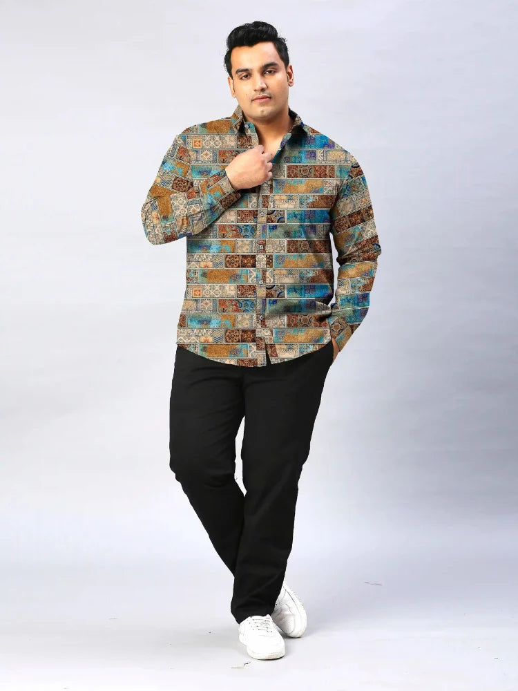 King Digital Printed Men's Plus Size Full Sleeve Shirt