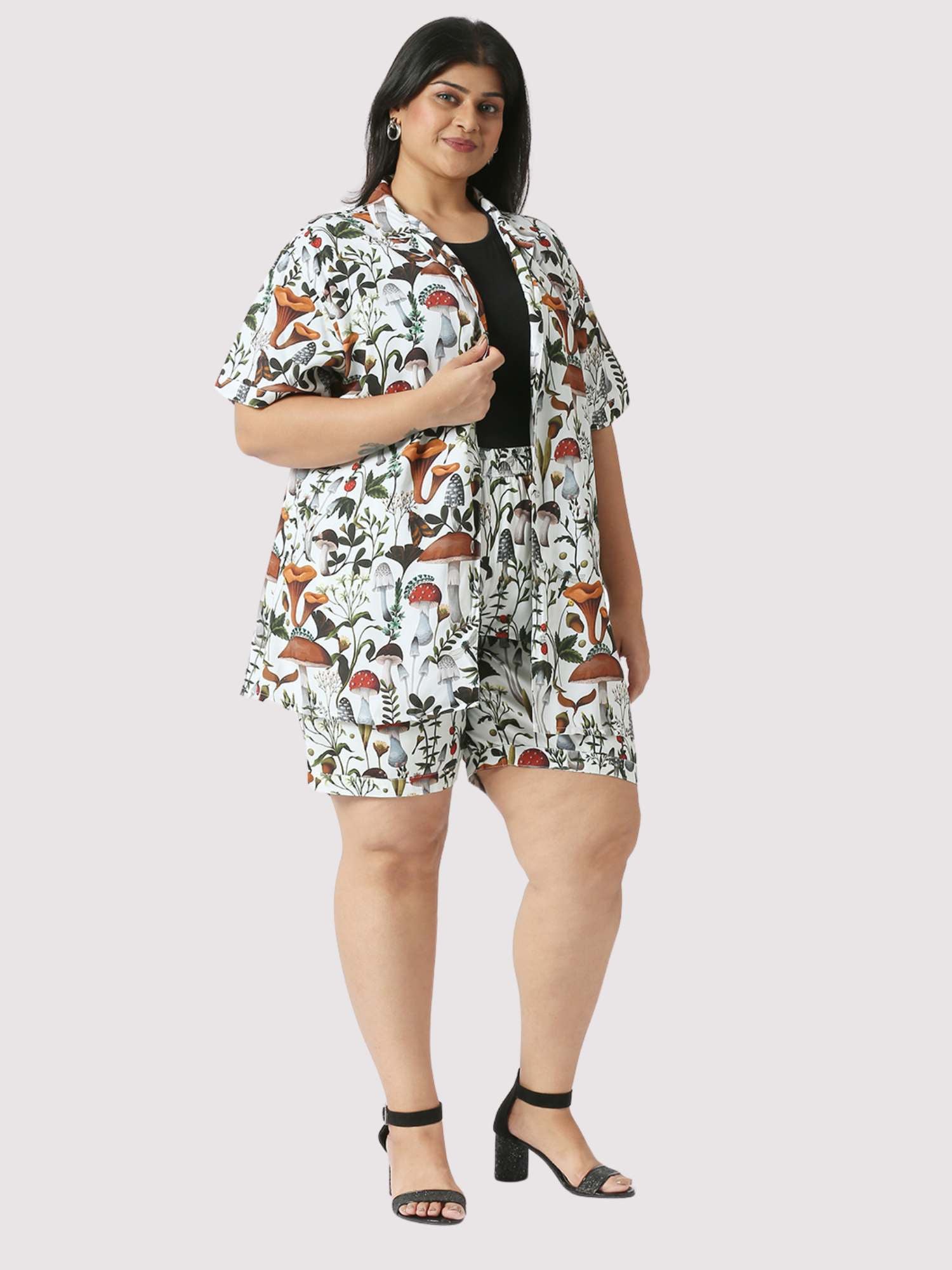 Sepia Wild Plus Size Women's Half Co-ord Set