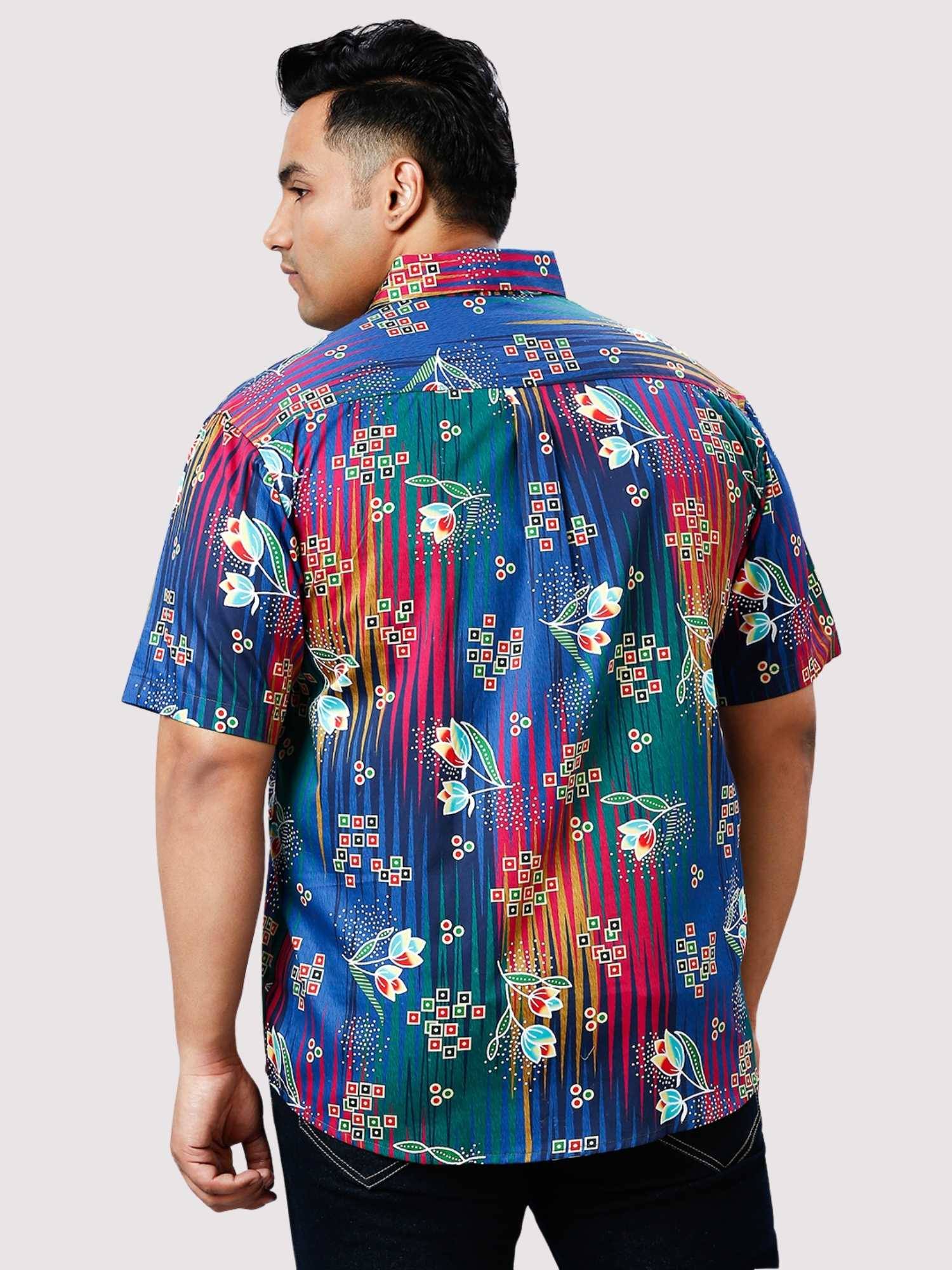 Cloud Burst Digital Printed Half Sleeve Shirt Men's Plus Size