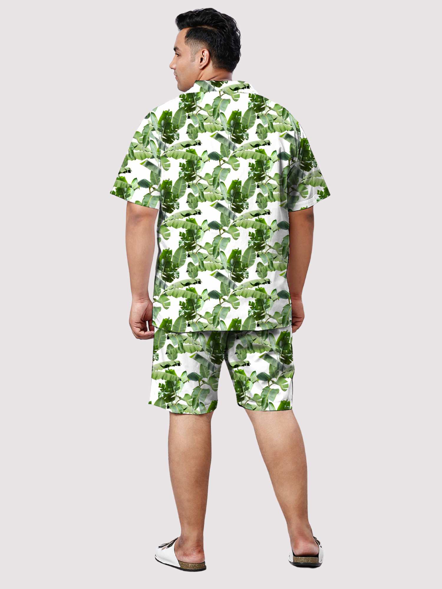 Leafy Luxe Digital Printed Half Co-ords Men's Plus Size