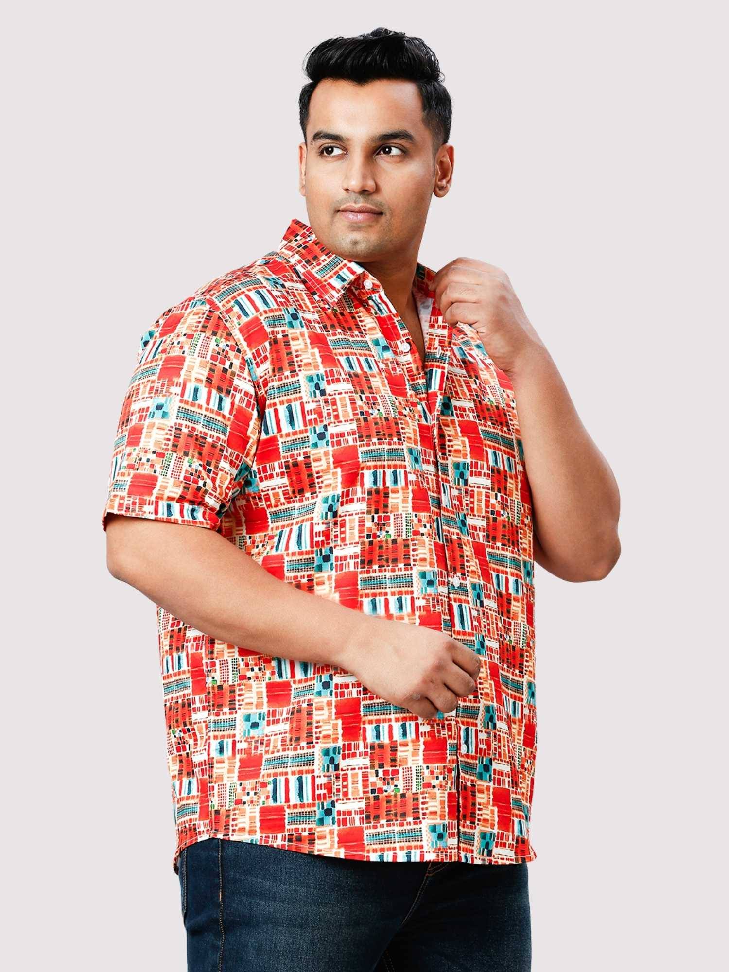 Tobasco Blocks Digital Printed Half Sleeve Shirt Men's Plus Size