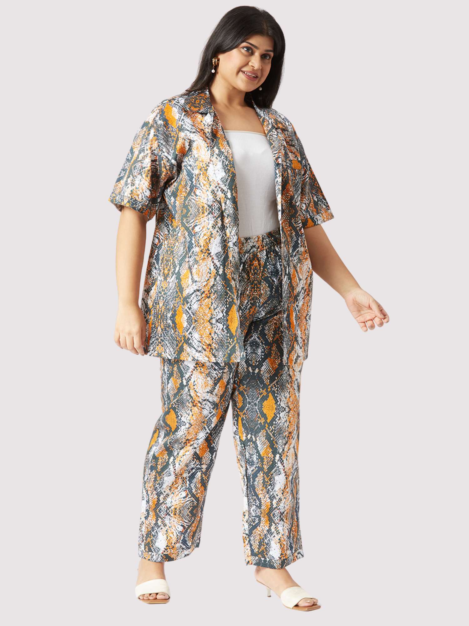 Brown Paisley Plus Size Women's Co-ord Set