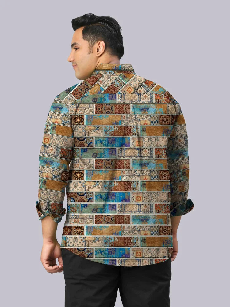 King Digital Printed Men's Plus Size Full Sleeve Shirt