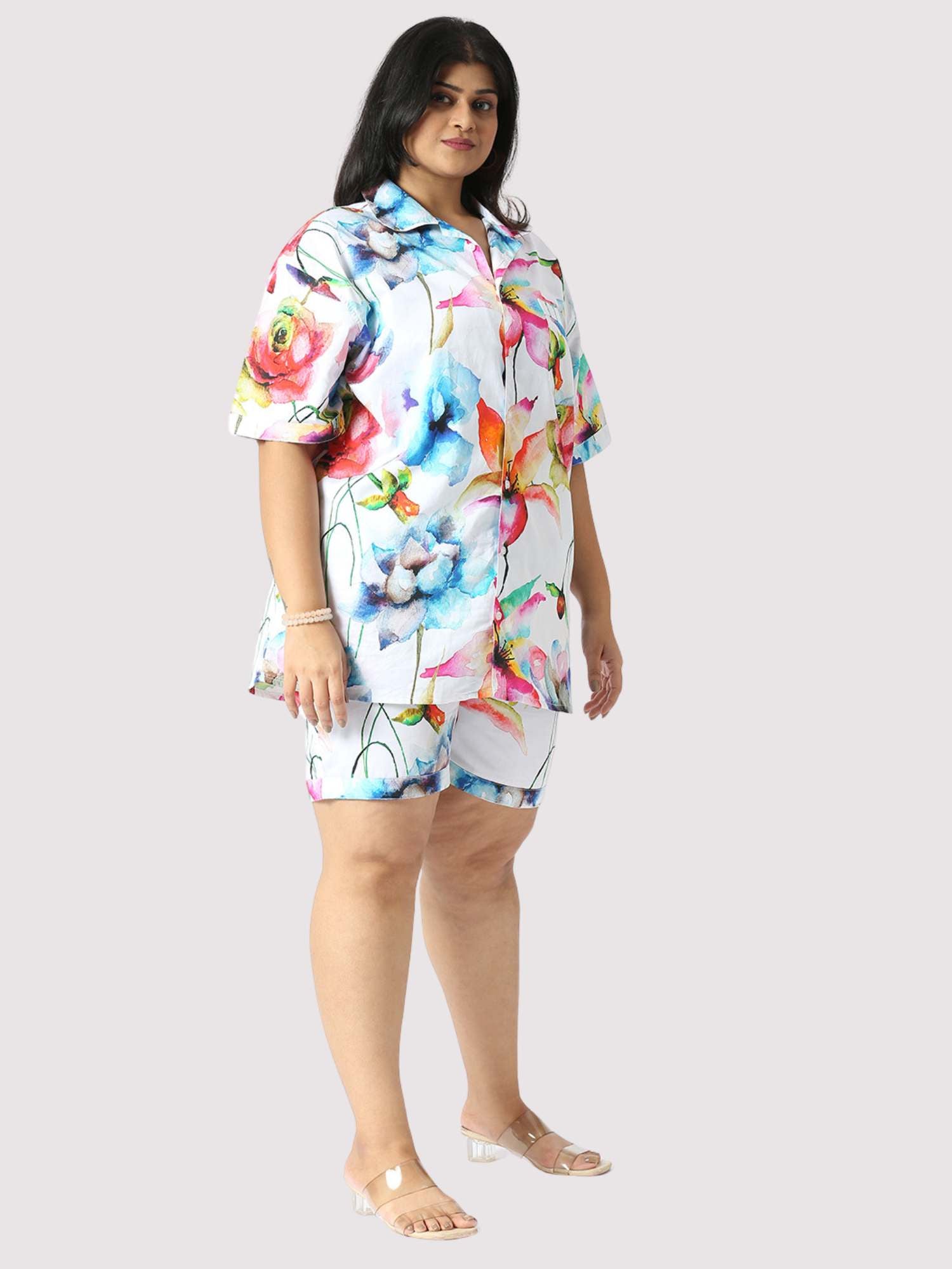 Petals Plus Size Women's Half Co-ord Set