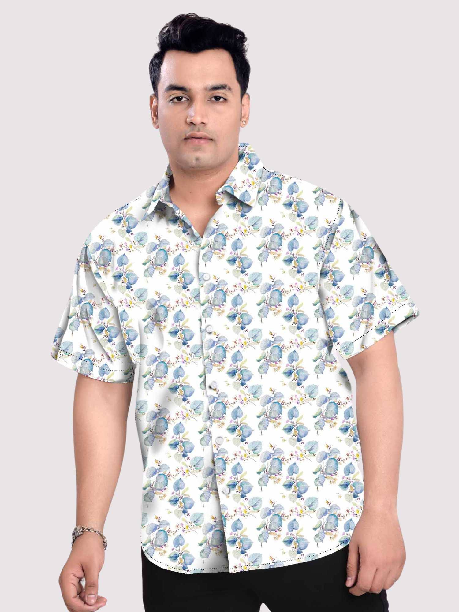 Bluebell Linen Printed Shirt Men's Plus Size