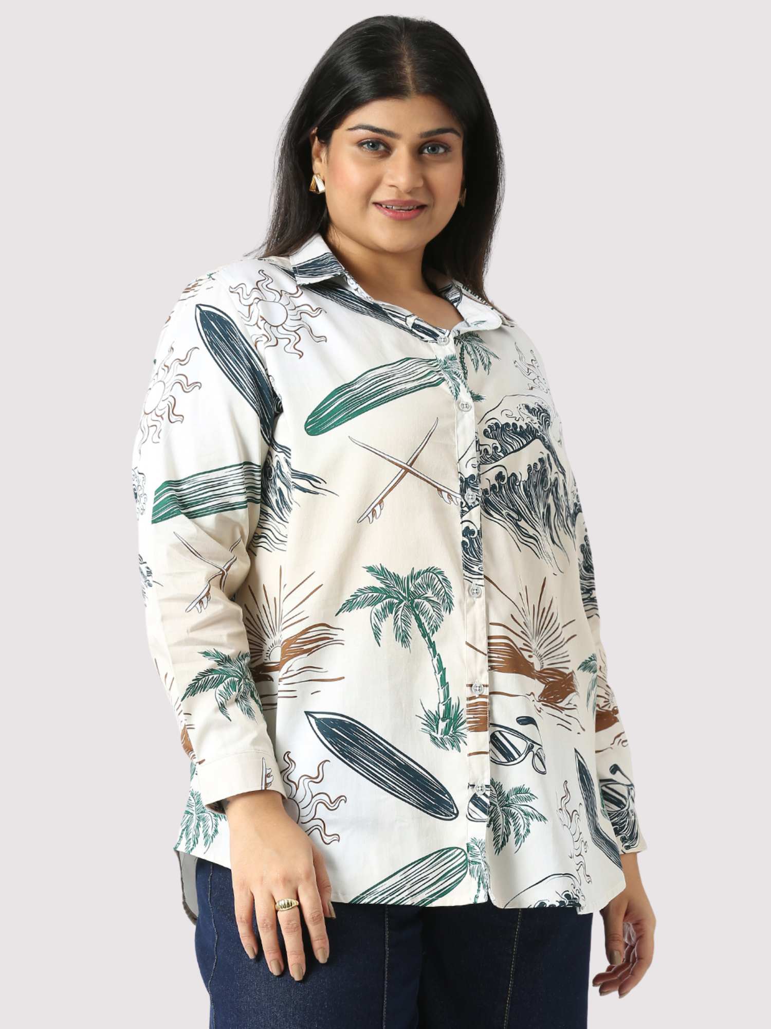 Summer Essentials Digital Printed Women's Plus Size Short Shirt