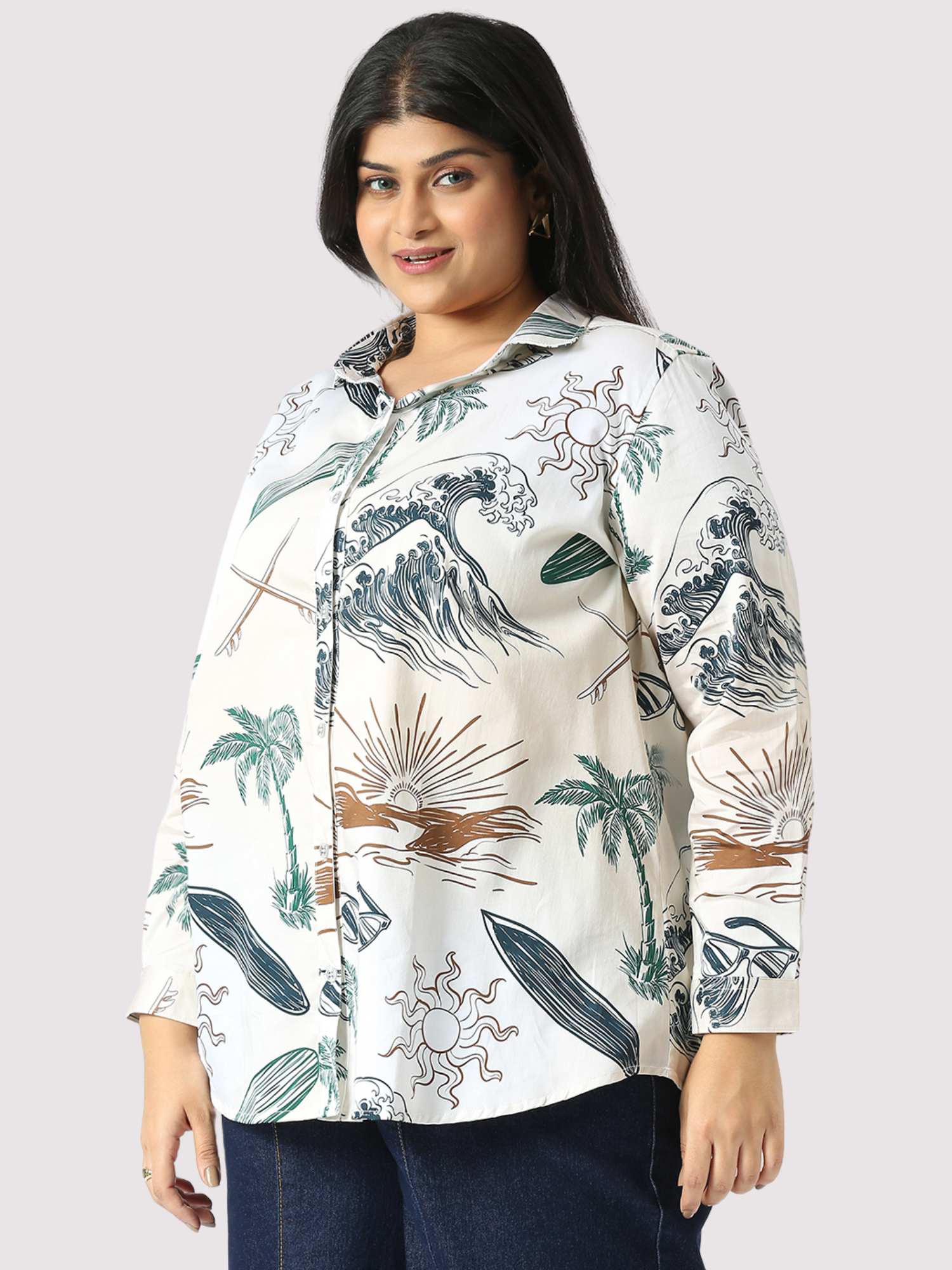 Summer Essentials Digital Printed Women's Plus Size Short Shirt