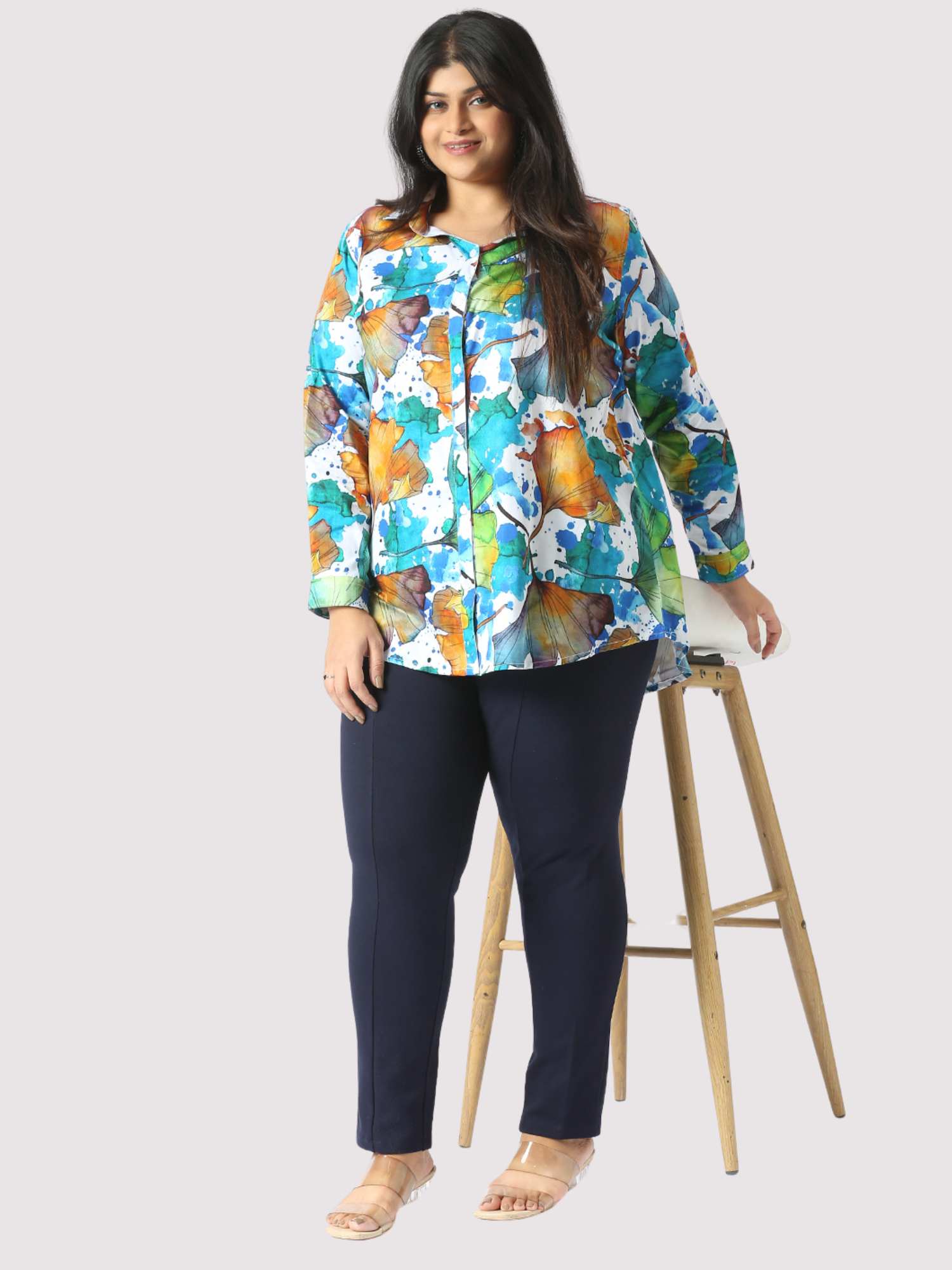 Oasis Digital Printed Women's Plus Size Short Shirt