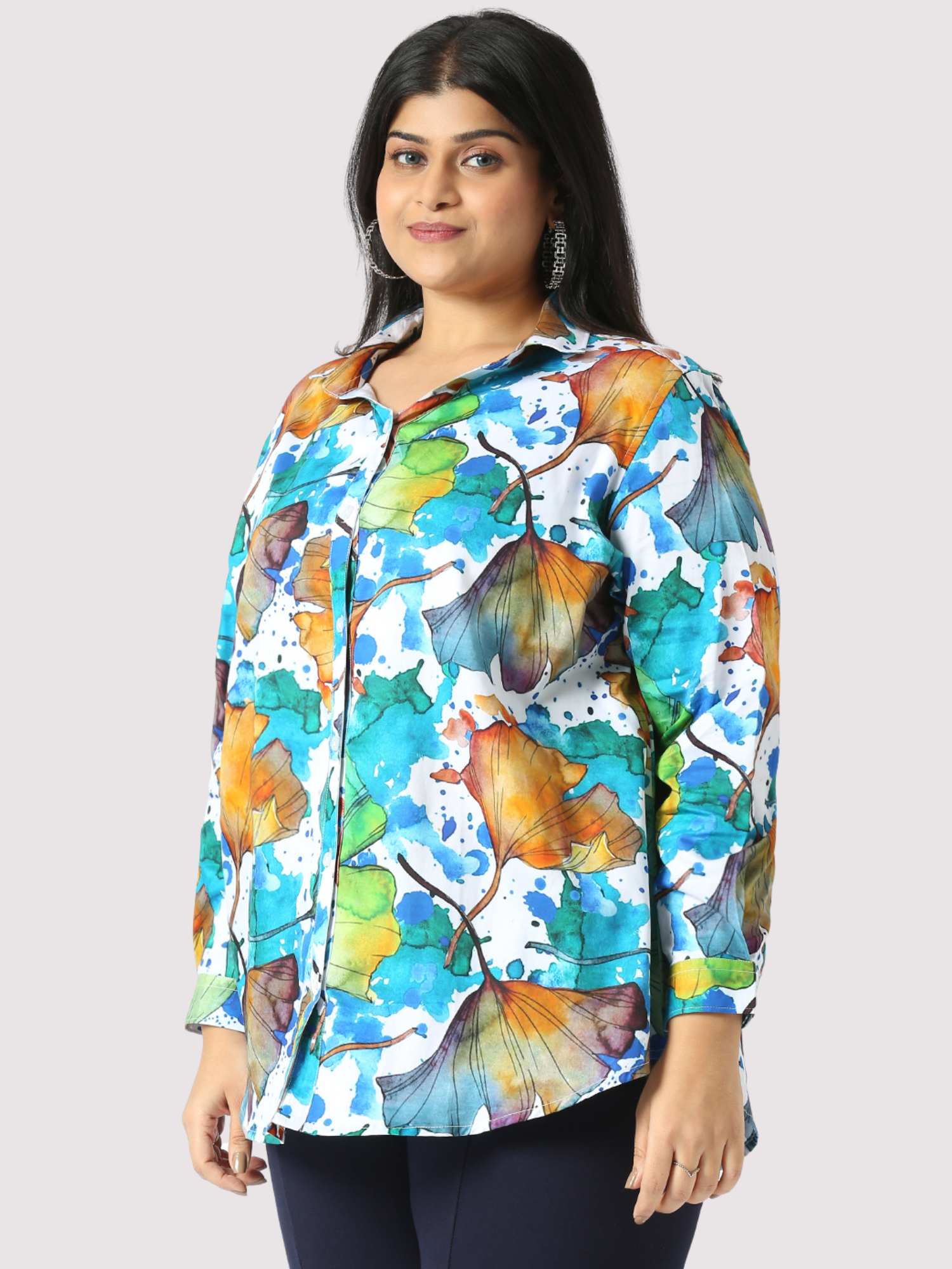 Oasis Digital Printed Women's Plus Size Short Shirt