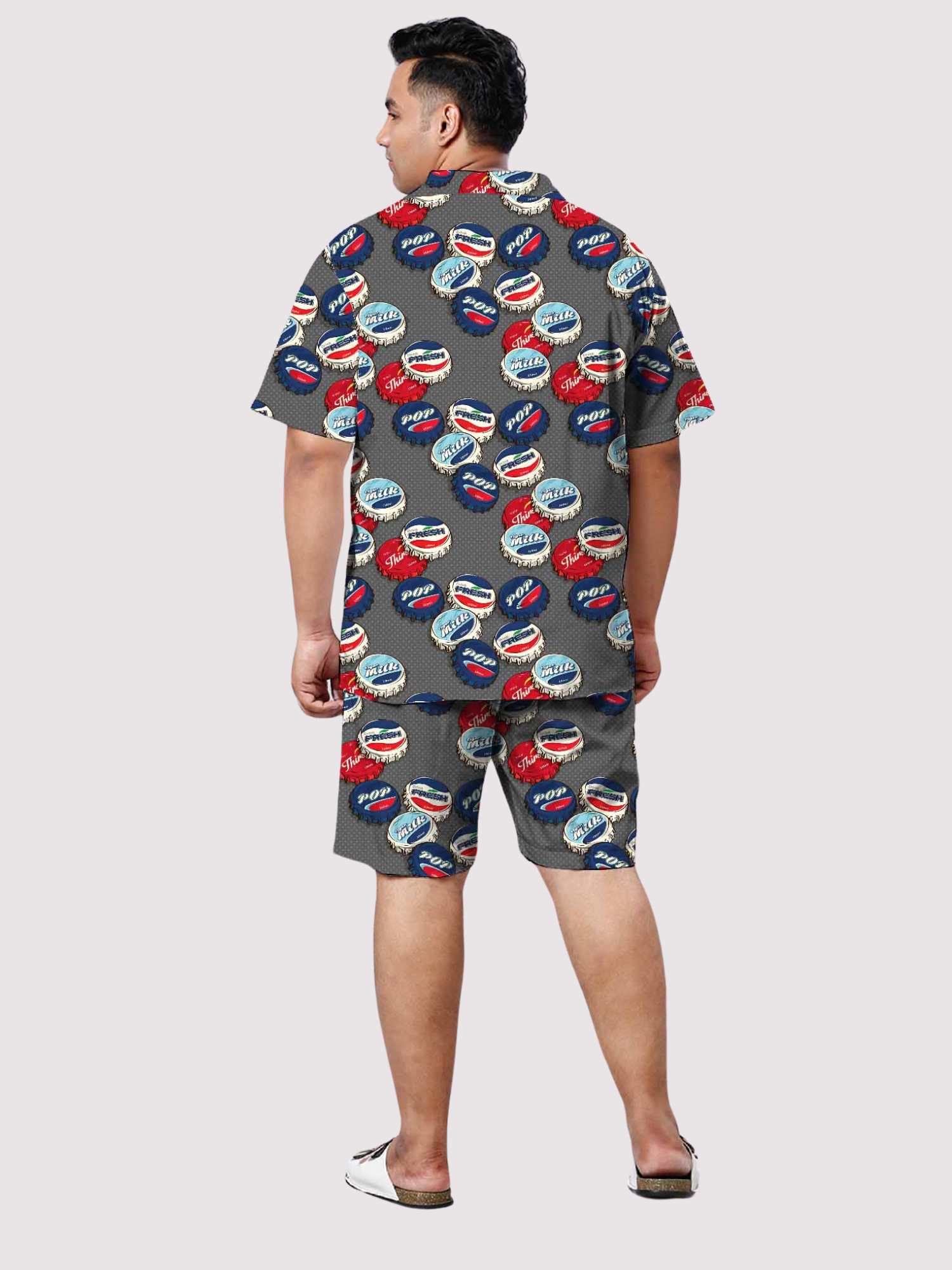 Soda Twist Digital Printed Half Co-ords Men's Plus Size