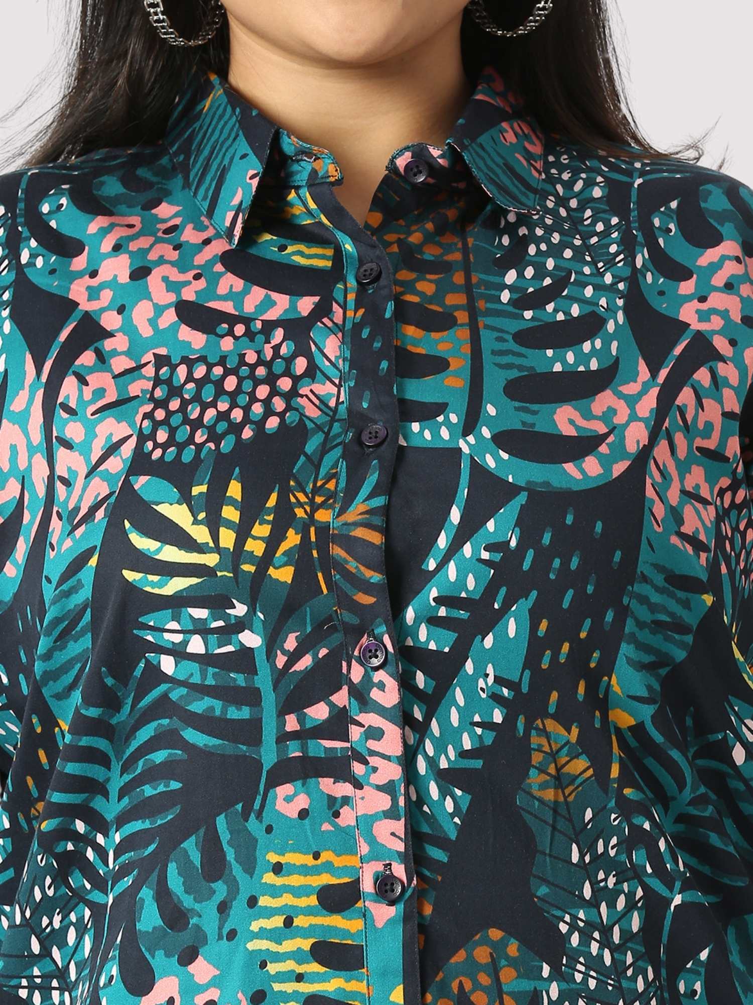 Blue Ivy Digital Printed Women's Plus Size Long Shirt