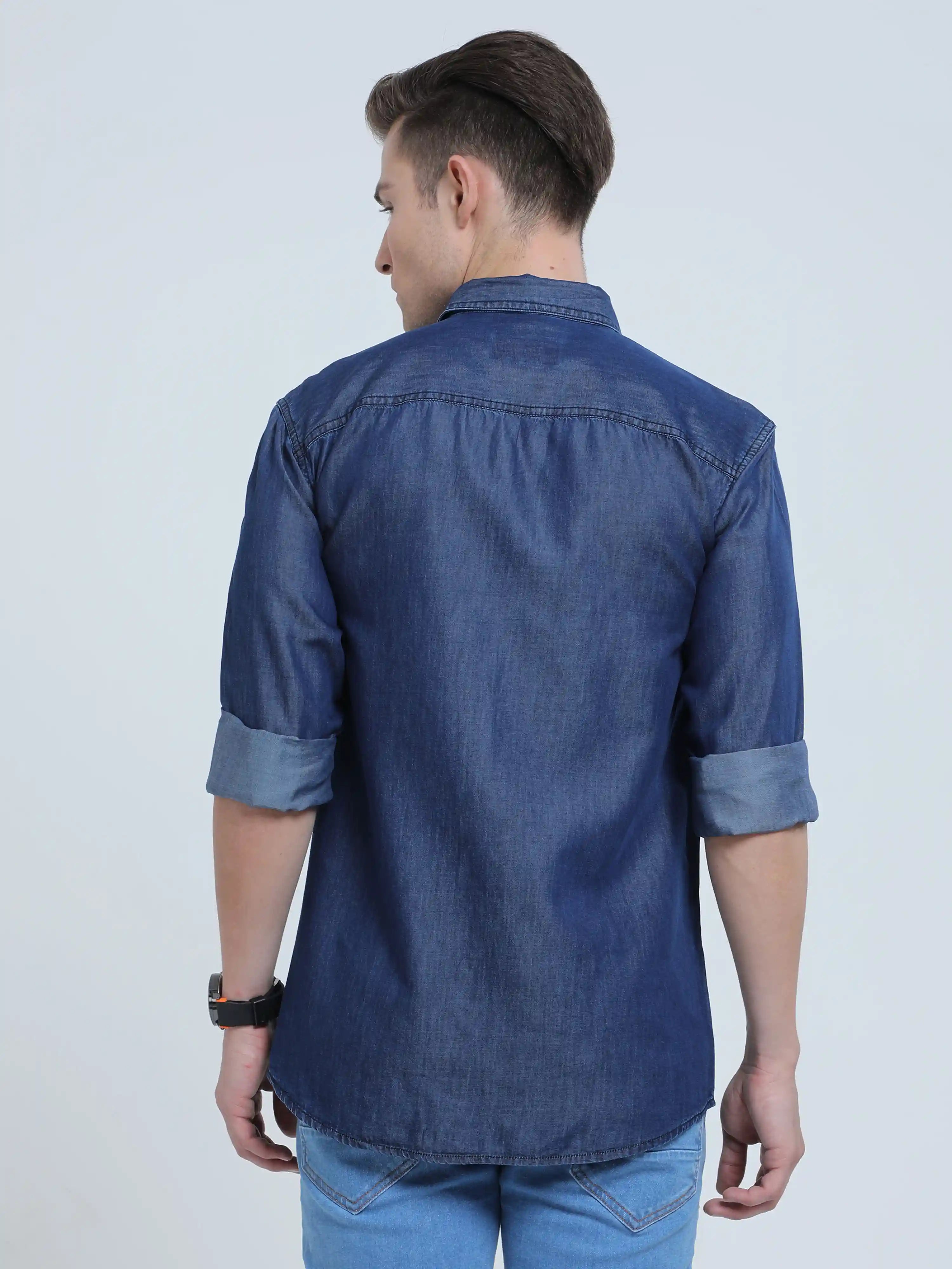 Indigo Denim Single Pocket Full Sleeve Shirt