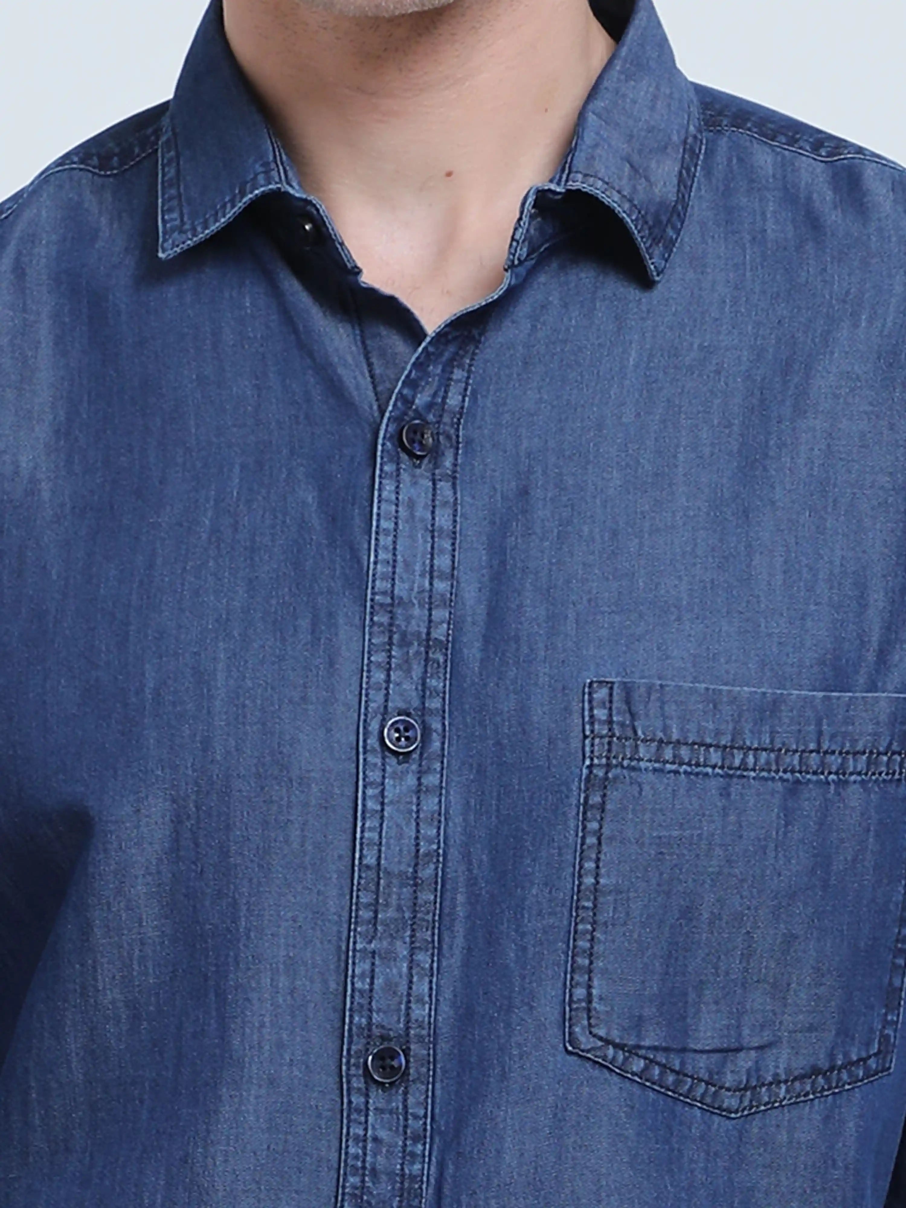 Indigo Denim Single Pocket Full Sleeve Shirt