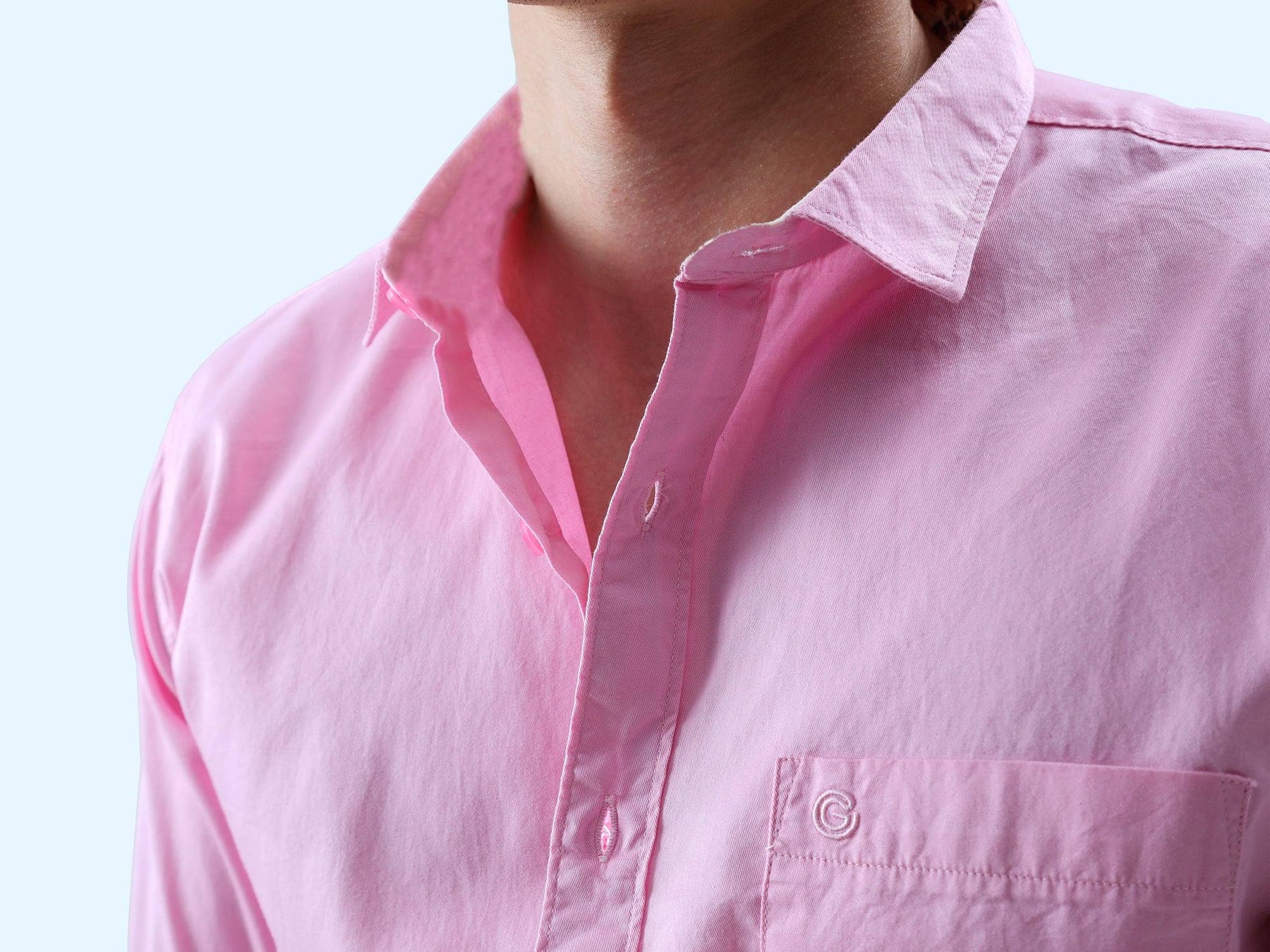 Pink Solid Cotton Full Sleeve Shirt - Guniaa Fashions