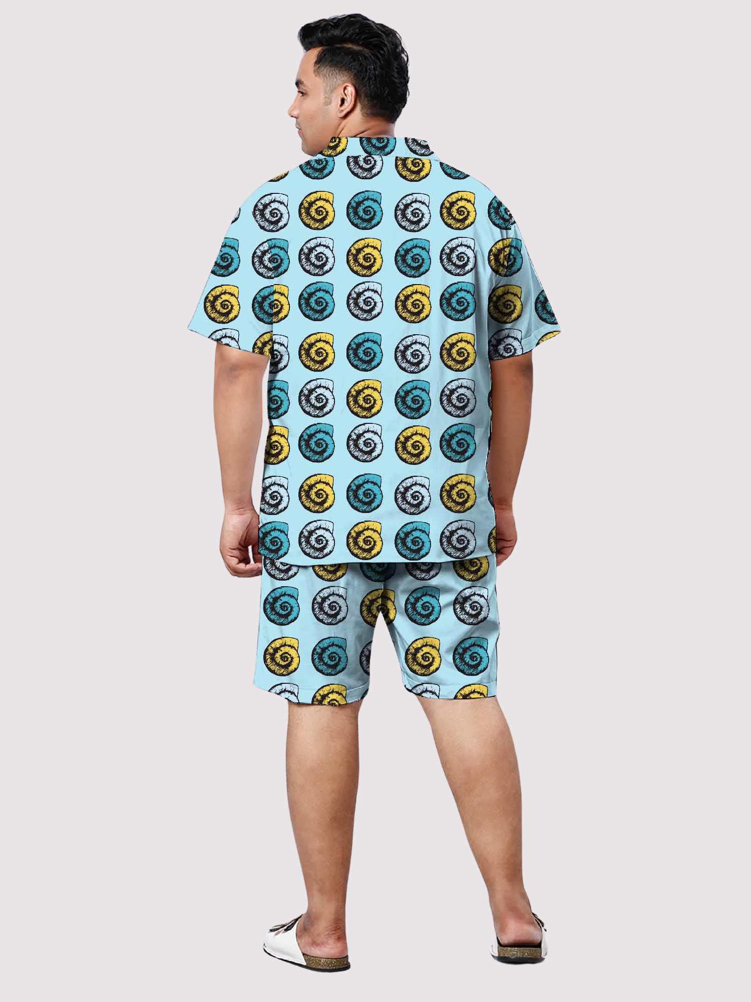 Spiral Shells Digital Printed Half Co-ords Men's Plus Size