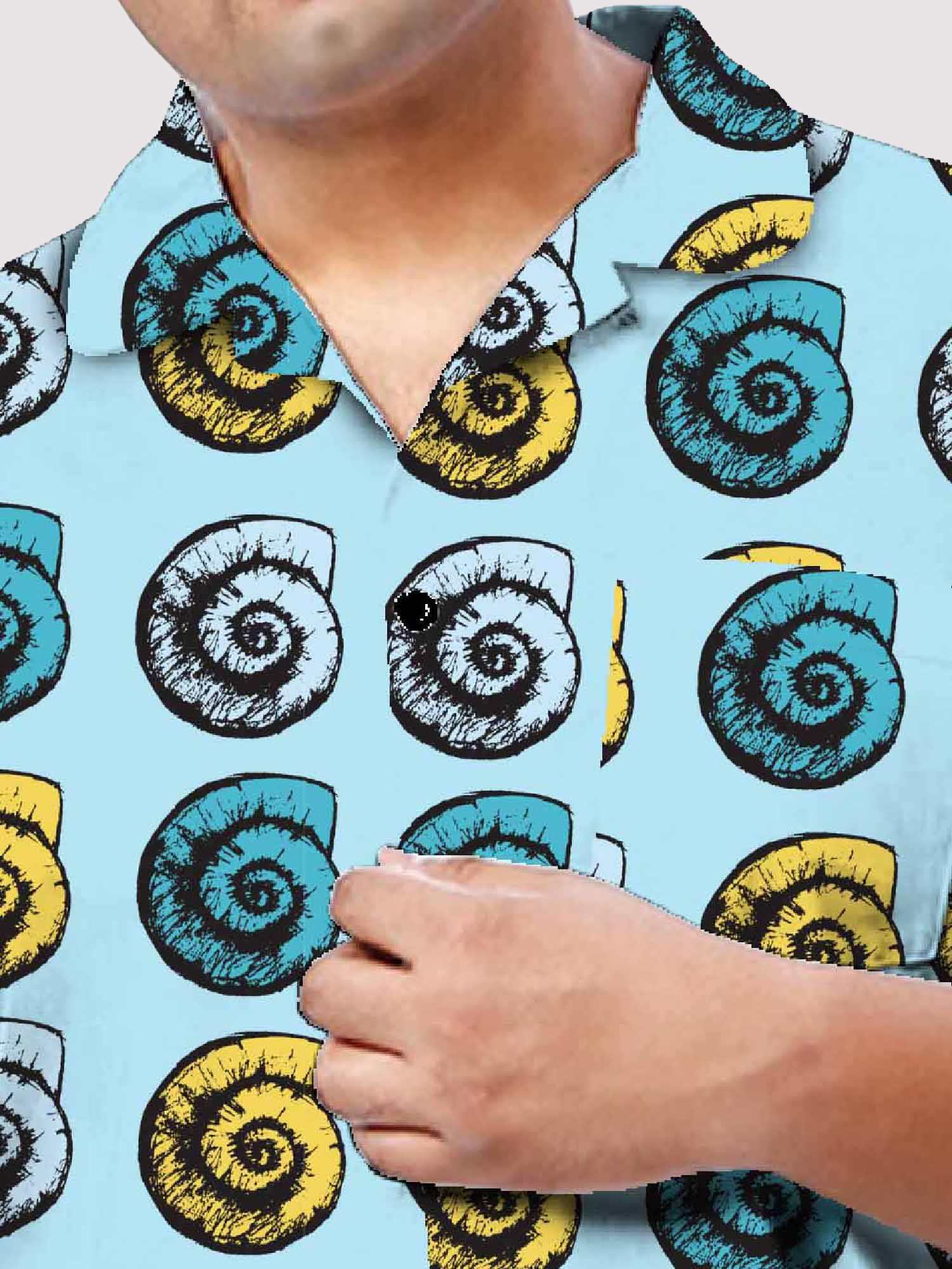 Spiral Shells Digital Printed Half Co-ords Men's Plus Size