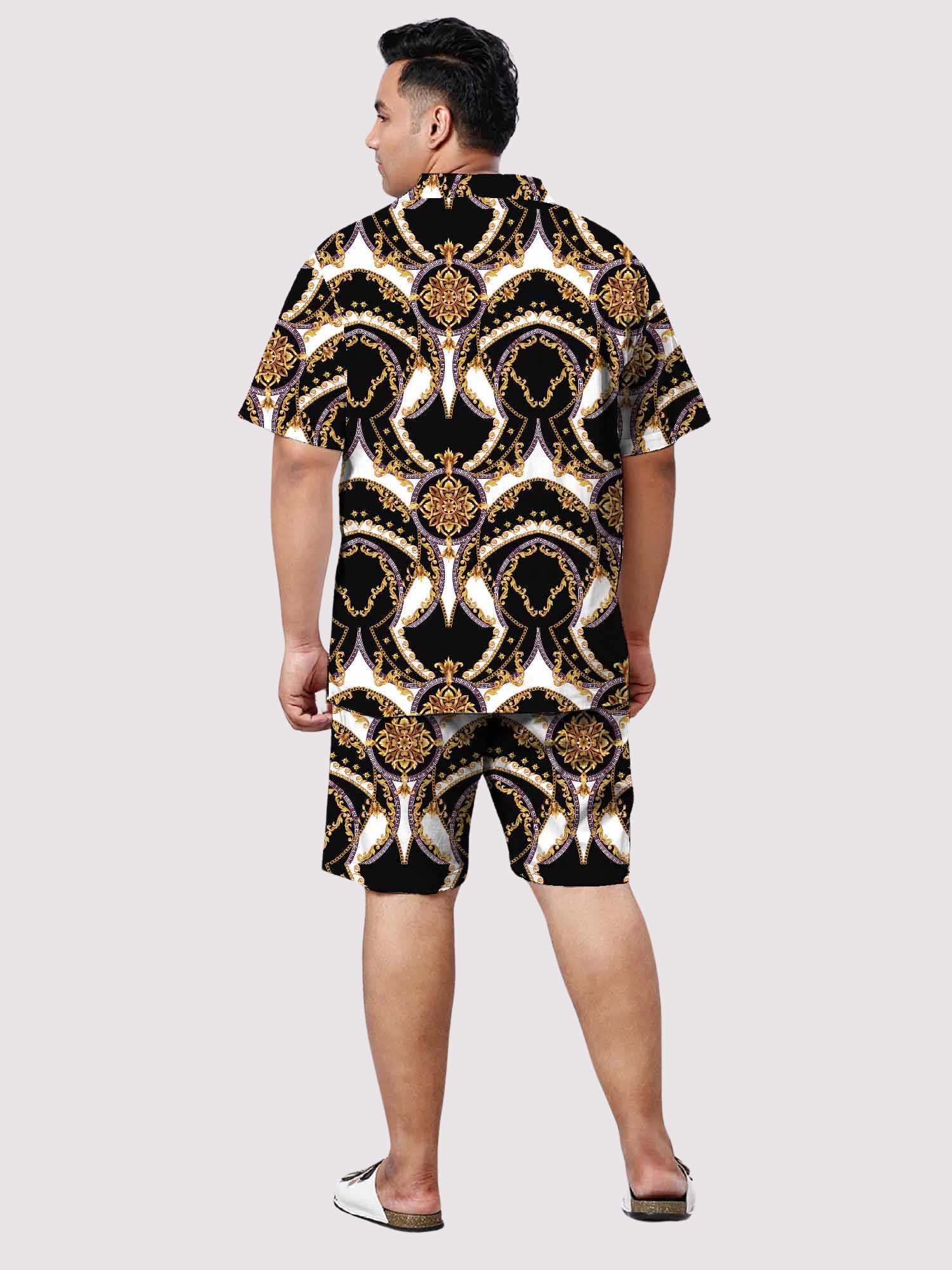 Gold Luxury Digital Printed Half Co-ords Men's Plus Size