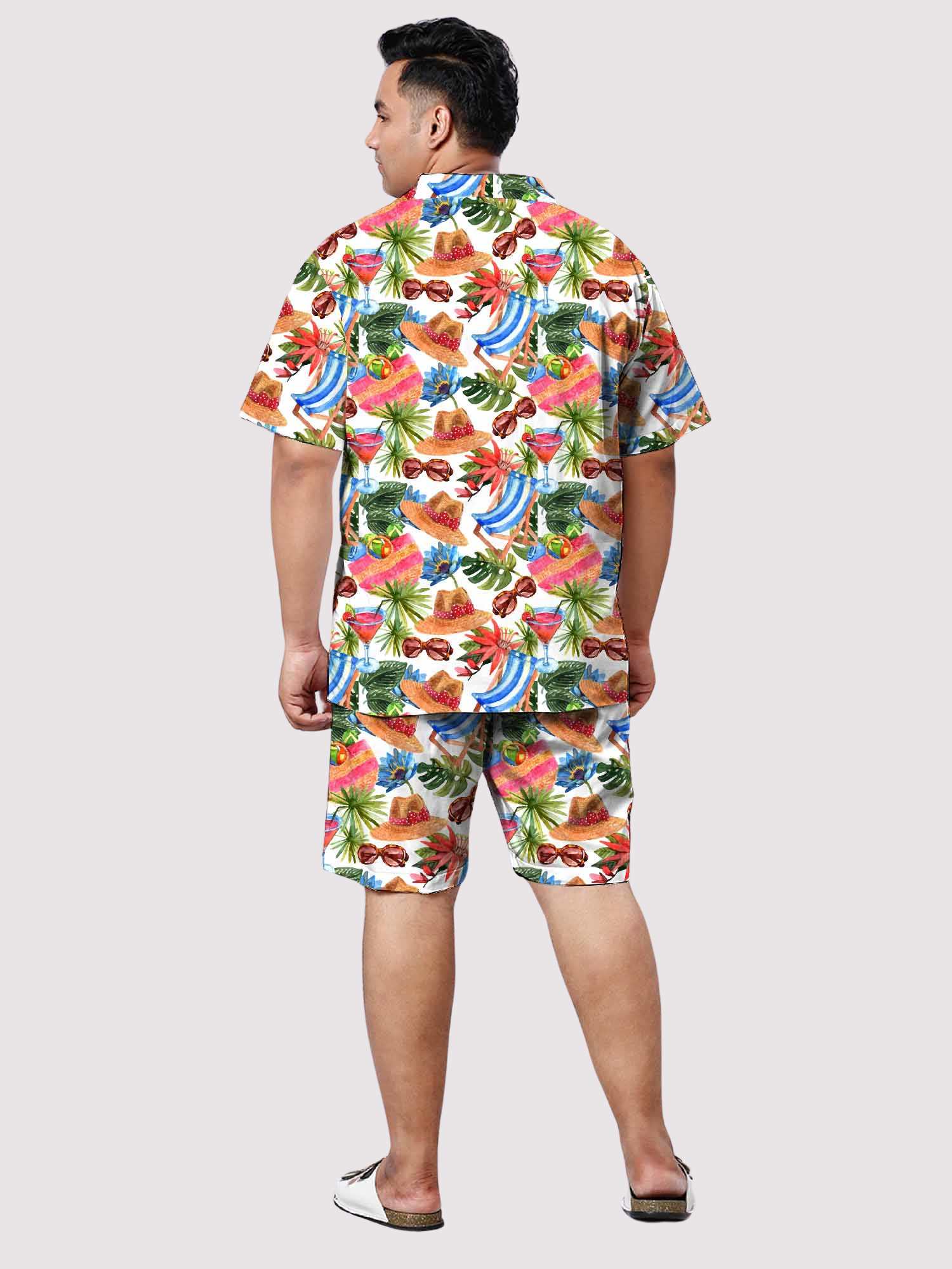 Beach Vibe Digital Printed Half Co-ords Men's Plus Size