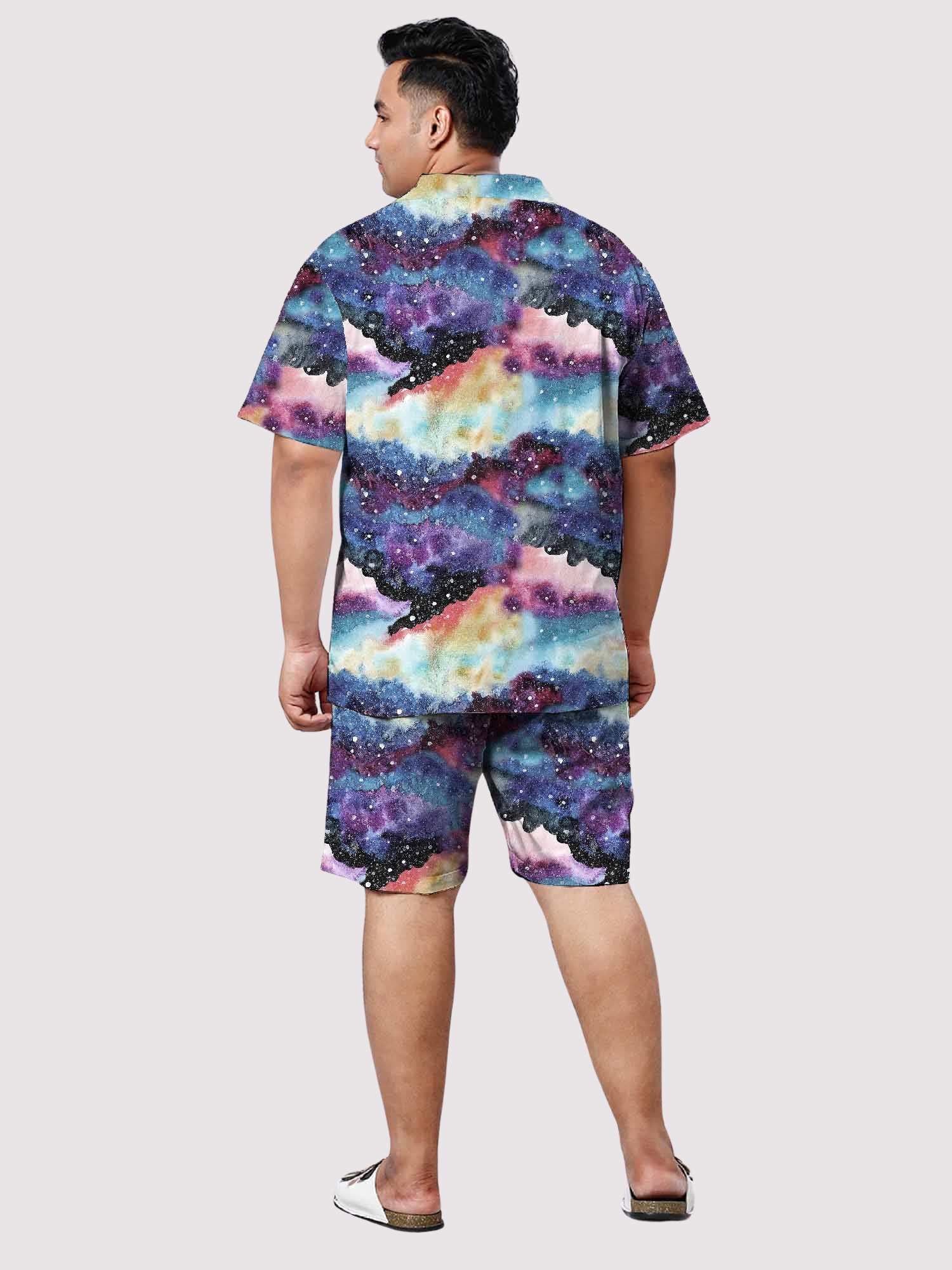 Galaxy Digital Printed Half Co-ords Men's Plus Size