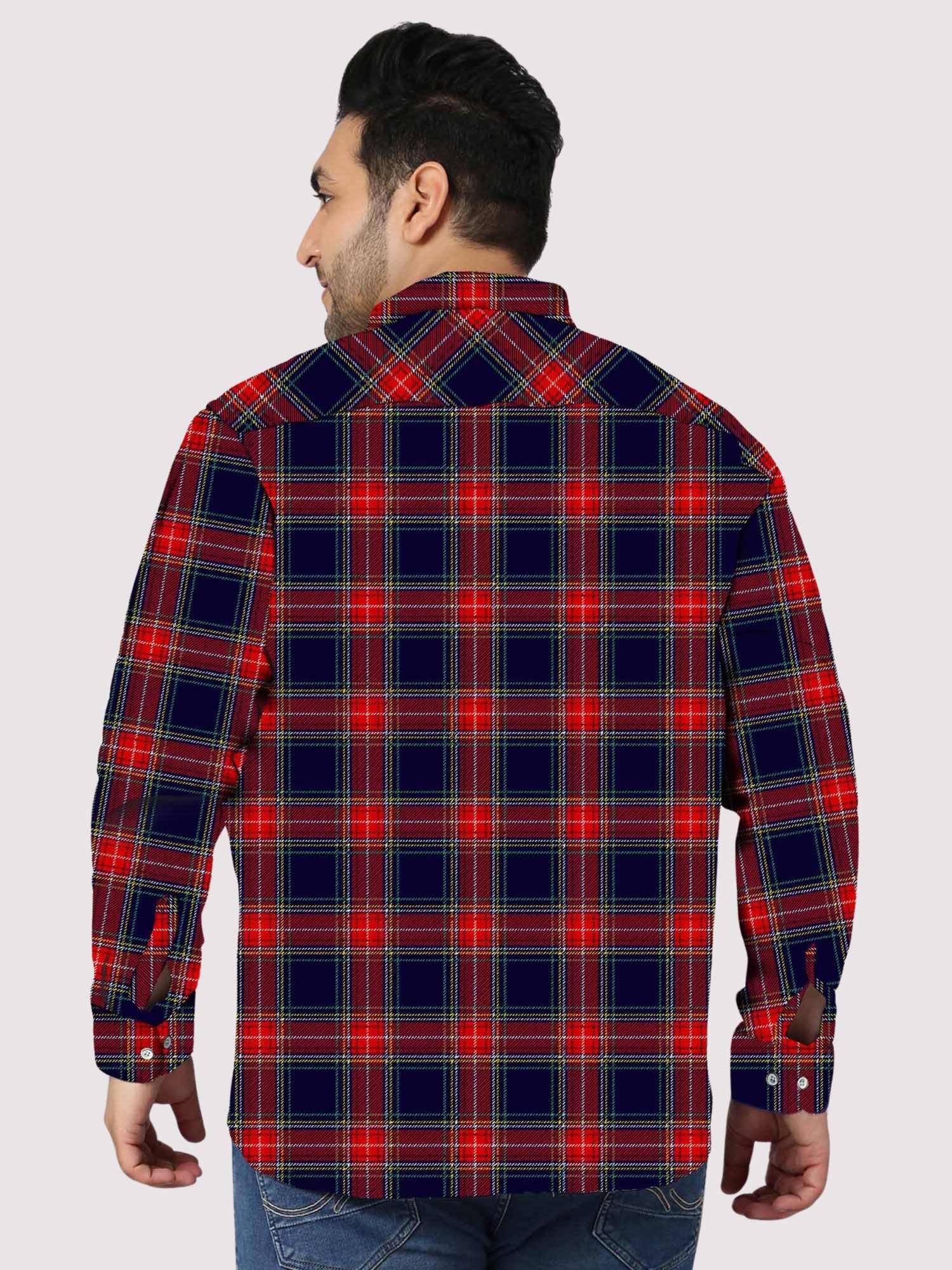 Tartan plaid Checkered Digital Printed Men's Plus Size