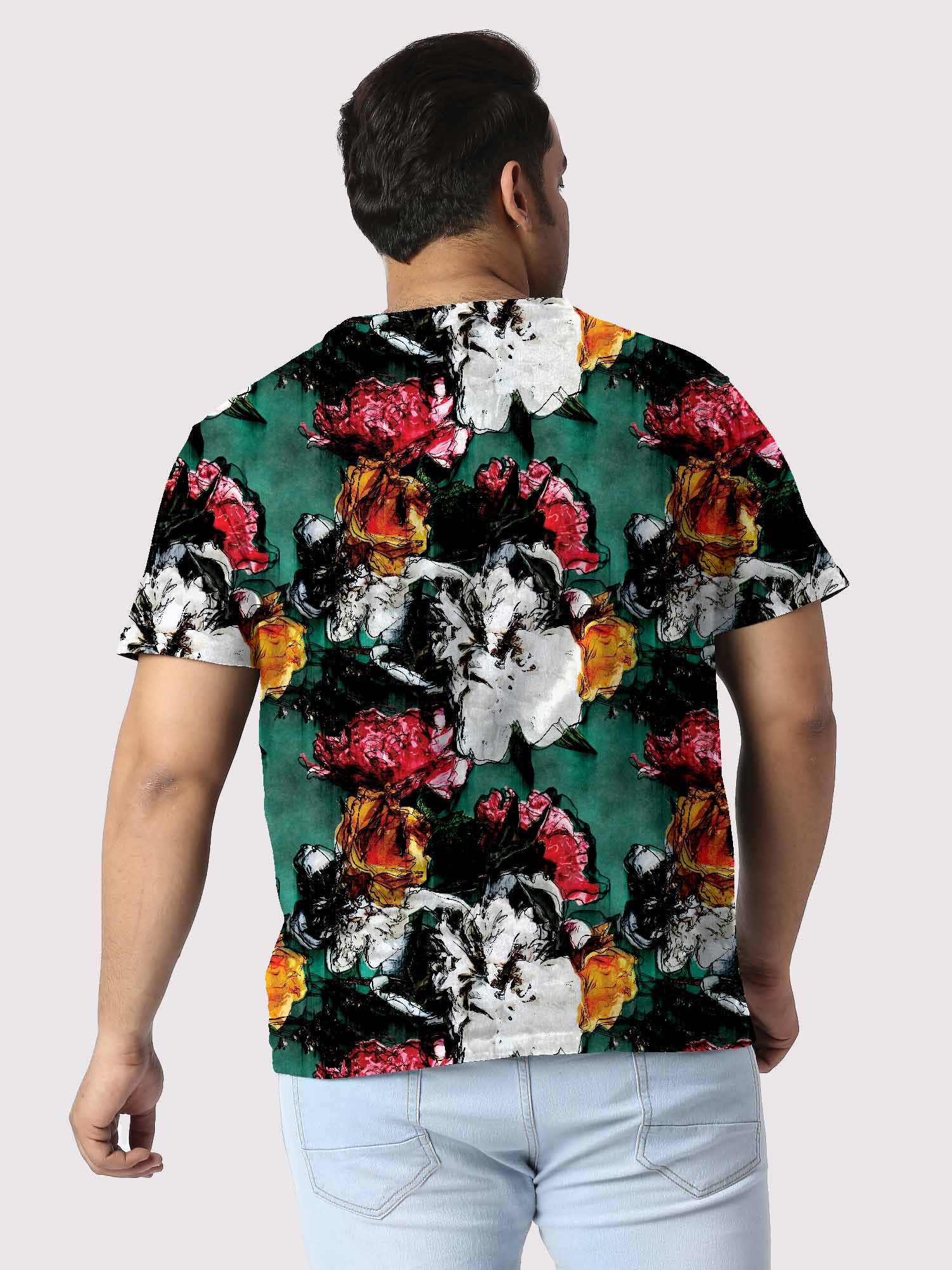 Abstract Floral Digital Printed Plus Size T-shirt