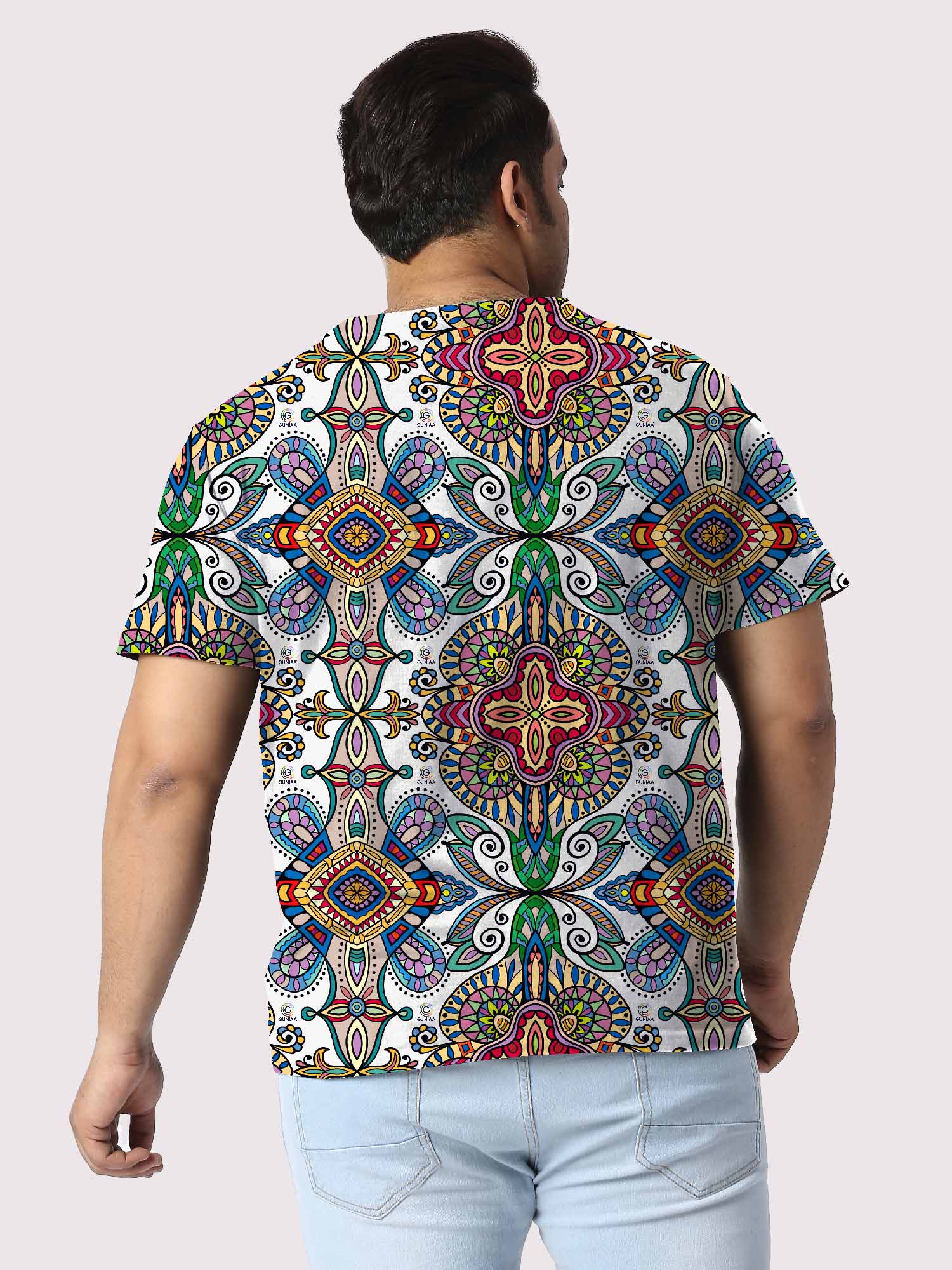 Abstract Hand Drawn Digital Printed Plus Size T-shirt