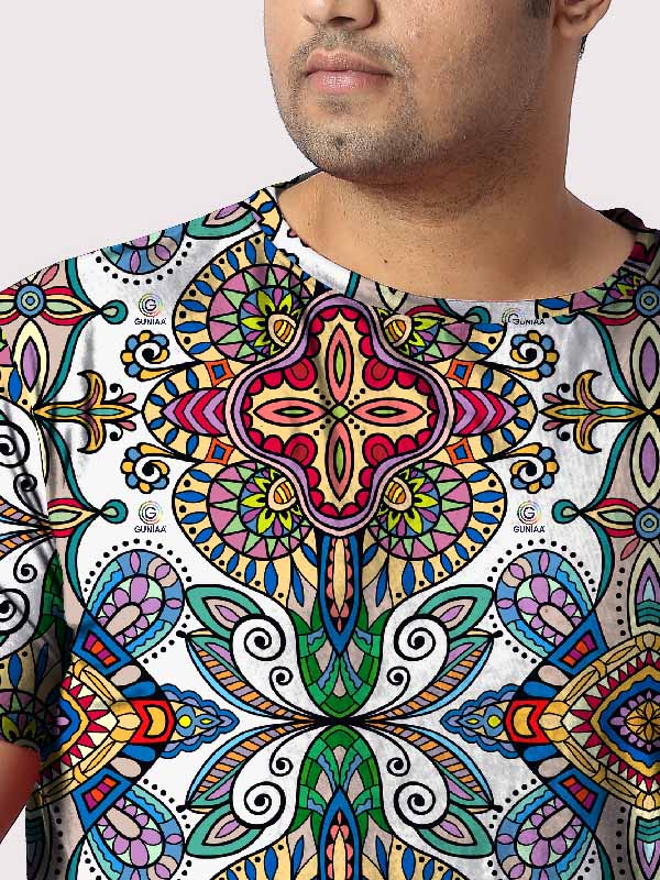 Abstract Hand Drawn Digital Printed Plus Size T-shirt