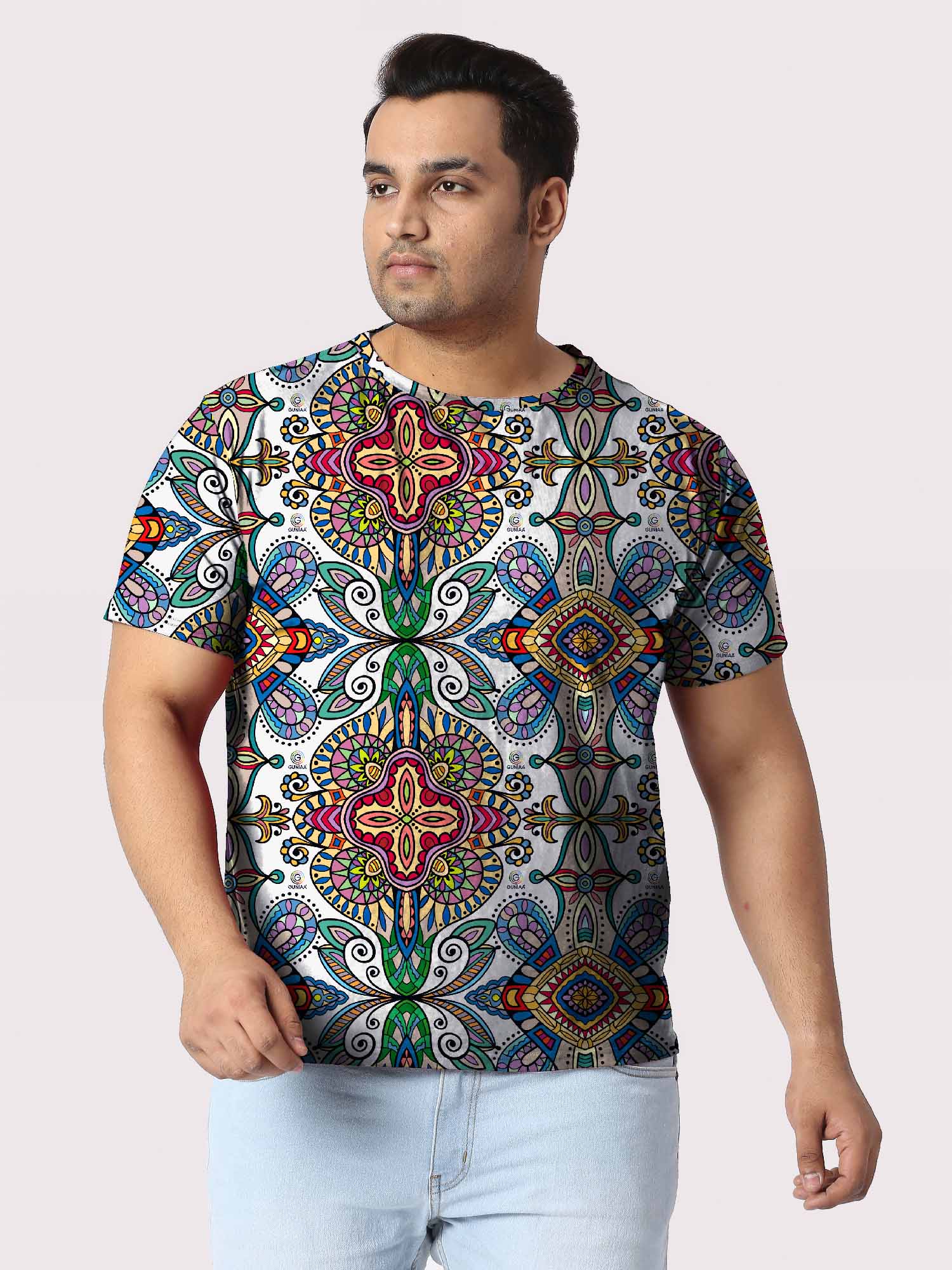 Abstract Hand Drawn Digital Printed Plus Size T-shirt