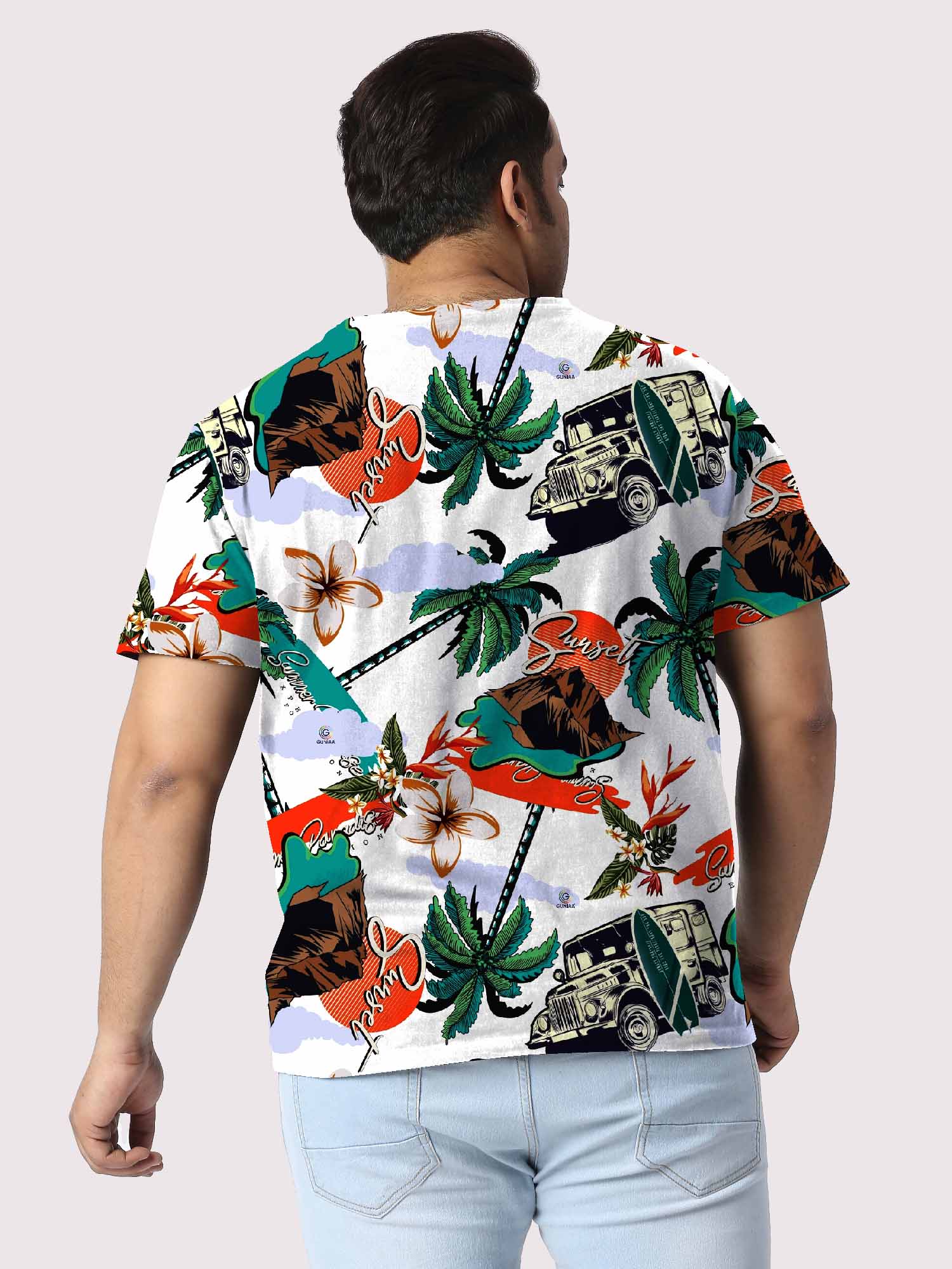 Botanical Summer Digital Printed Plus Size T-shirt