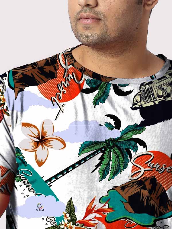 Botanical Summer Digital Printed Plus Size T-shirt