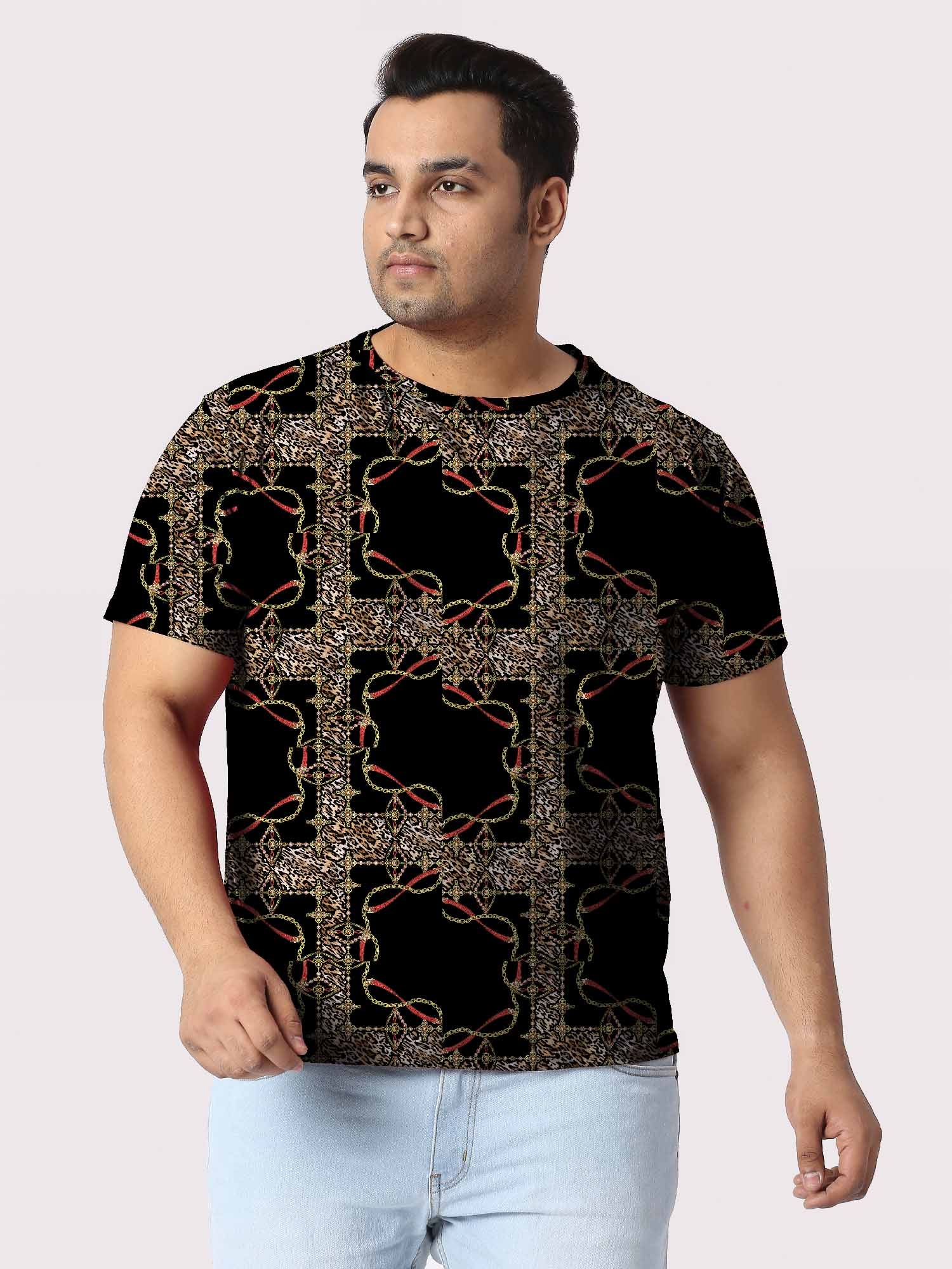 Chain Belt Digital Printed Plus Size T-shirt