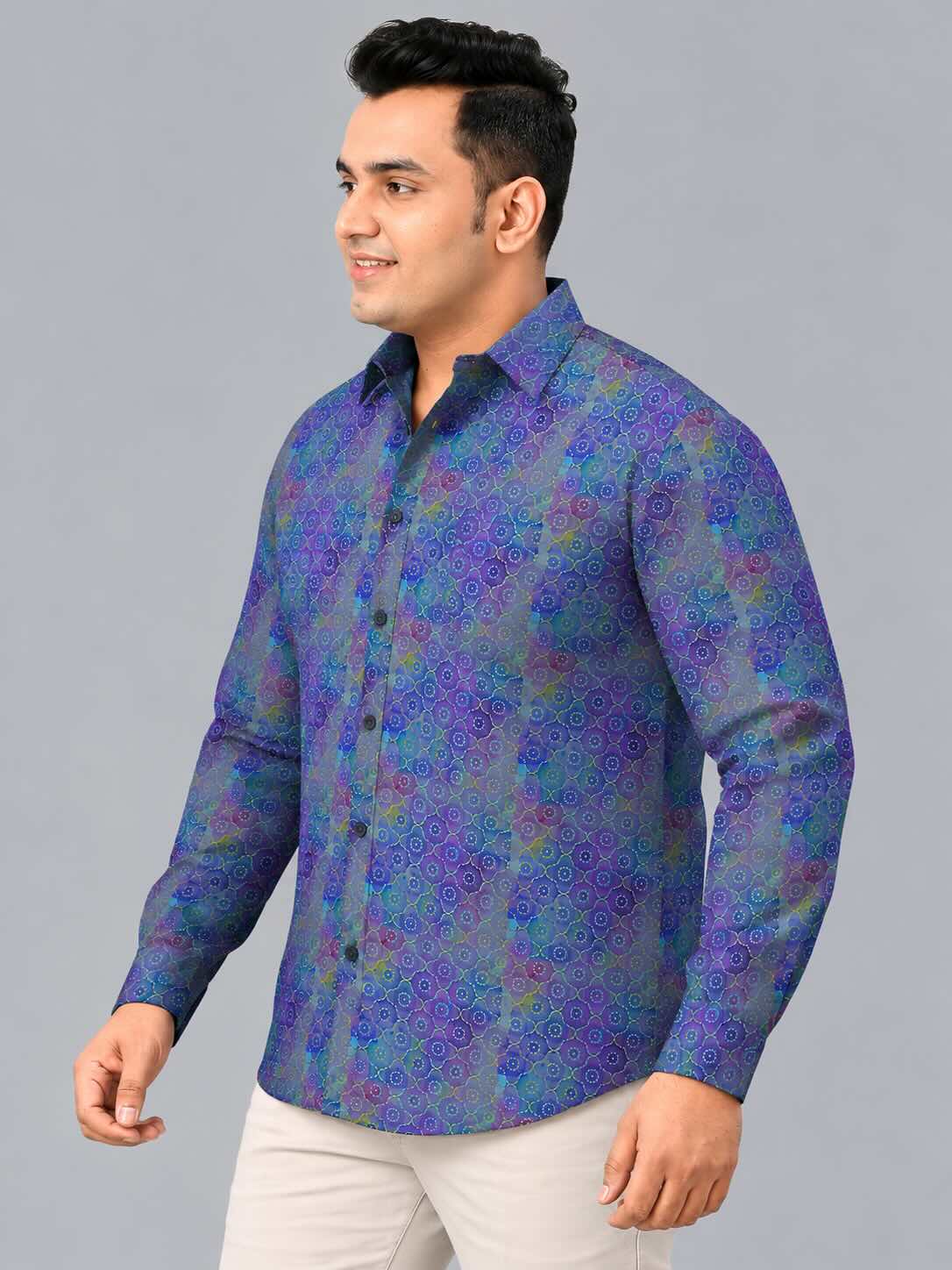 Aboriginal Artist Digital Printed Men's Plus Size Full Sleeve Shirt