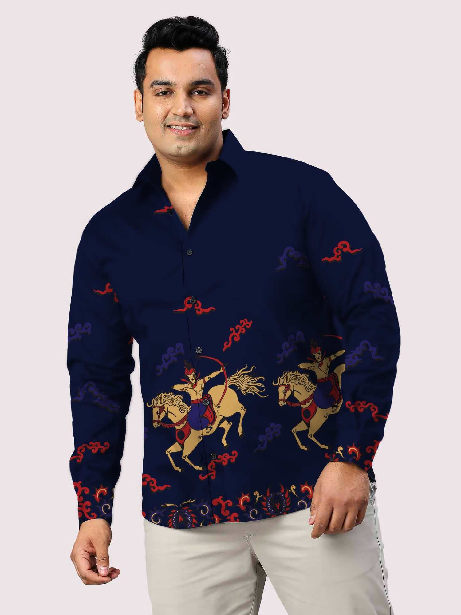 Fancy Eligent Printed Party Wear Shirts Men's Plus Size