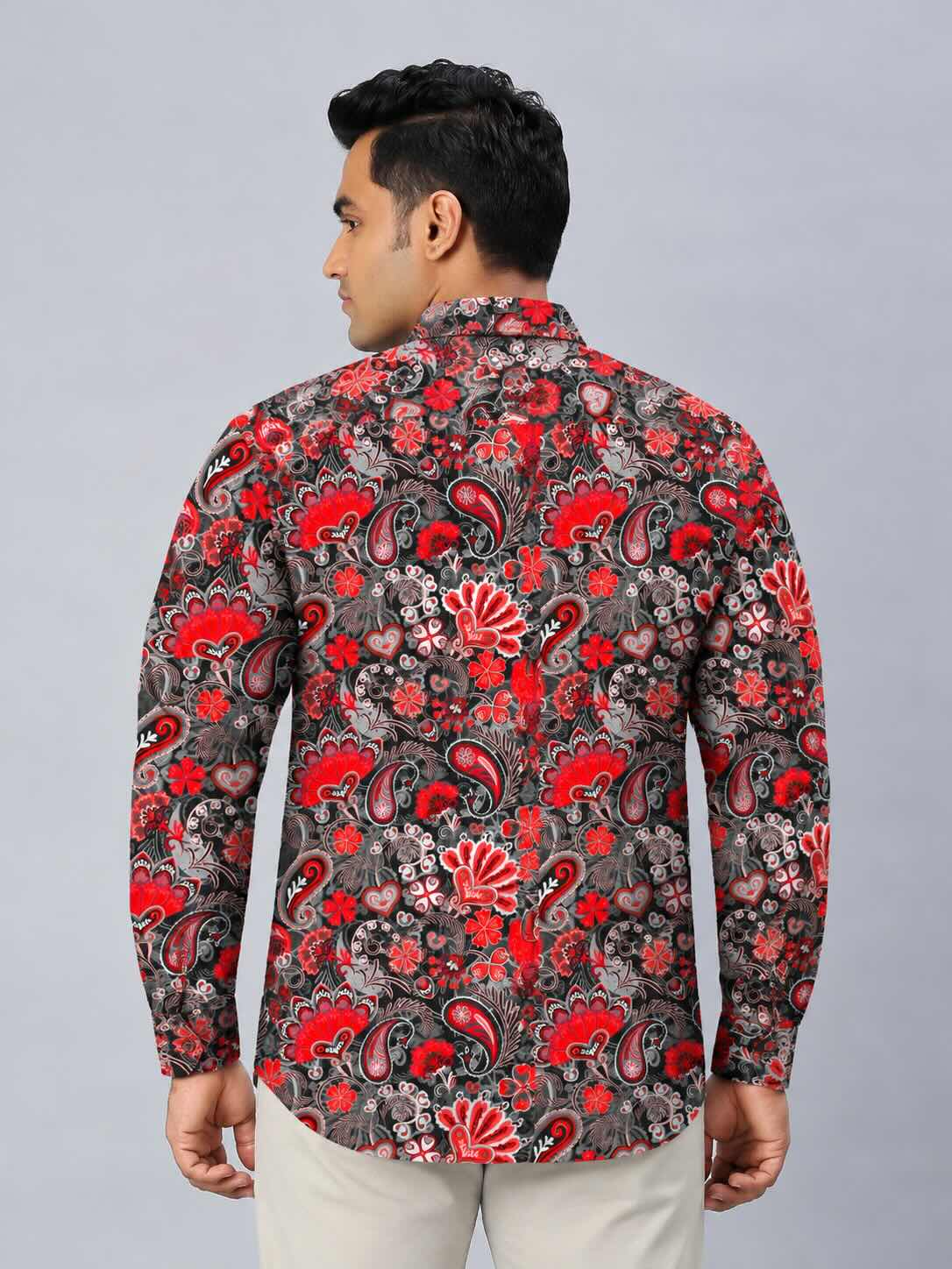 Boho Paisley Design Digital Printed Men's Plus Size Full Sleeve Shirt