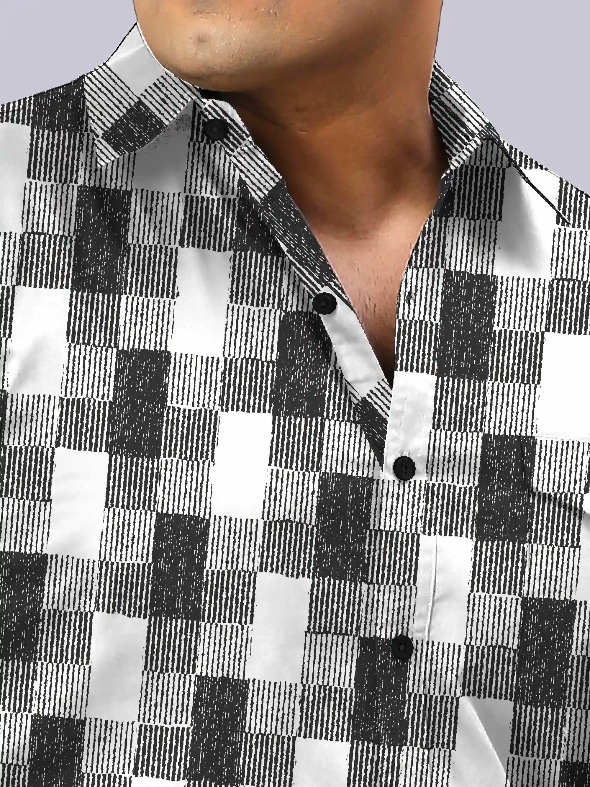 Weave Textured Printed Men's Plus Size Full Sleeve Shirt