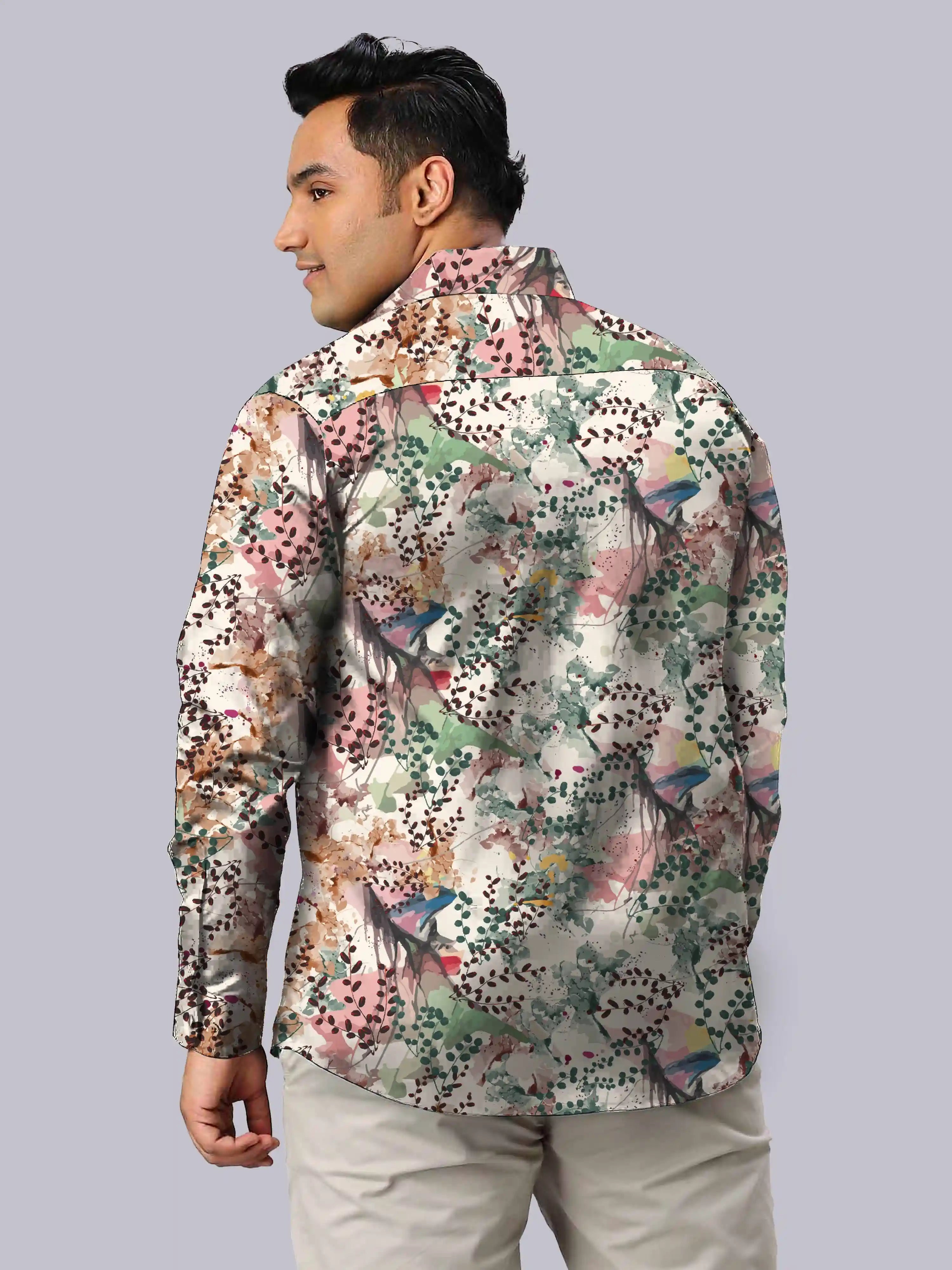 Peel & Stick Digital Printed Men's Plus Size Full Sleeve Shirt