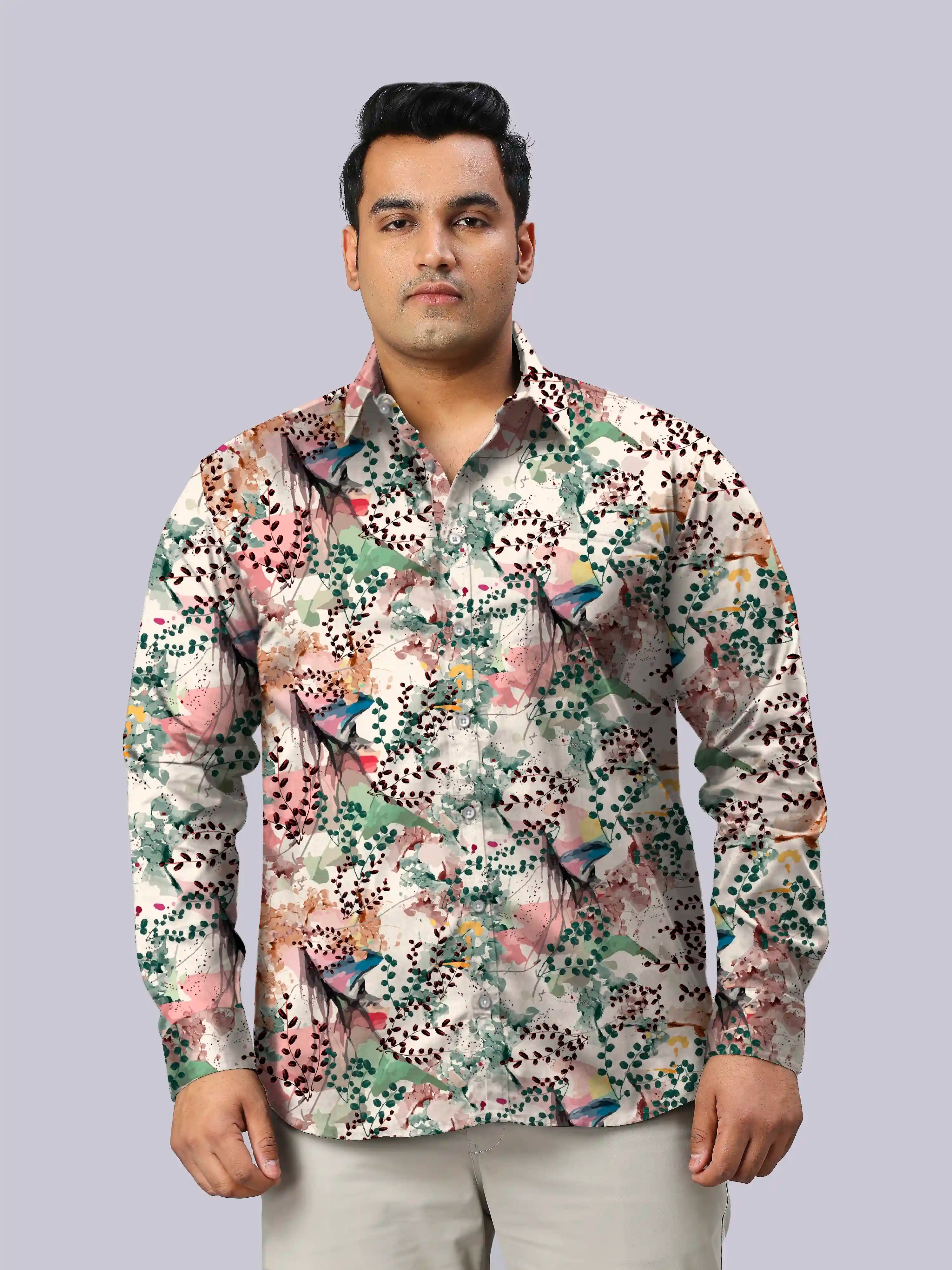 Peel & Stick Digital Printed Men's Plus Size Full Sleeve Shirt