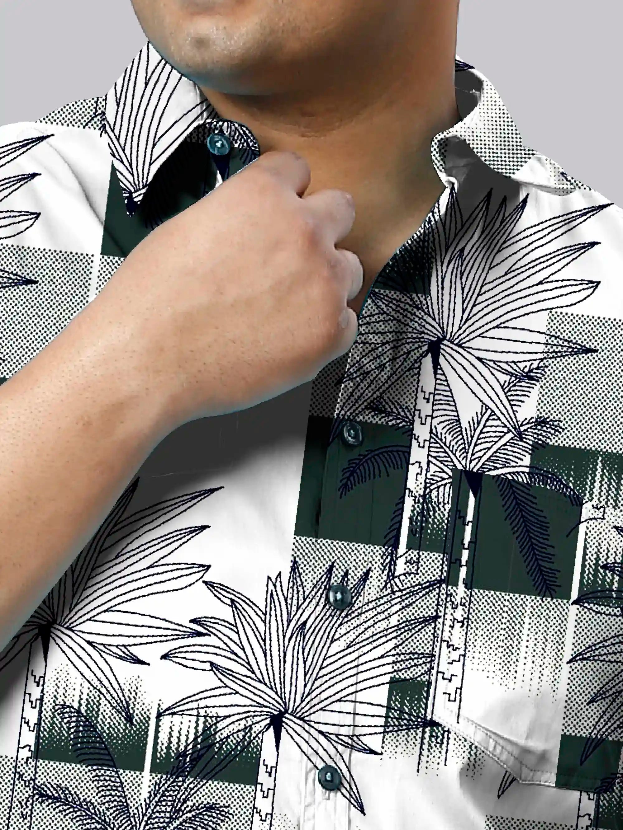 Tropical Paradise Digital Printed Men's Plus Size Full Sleeve Shirt