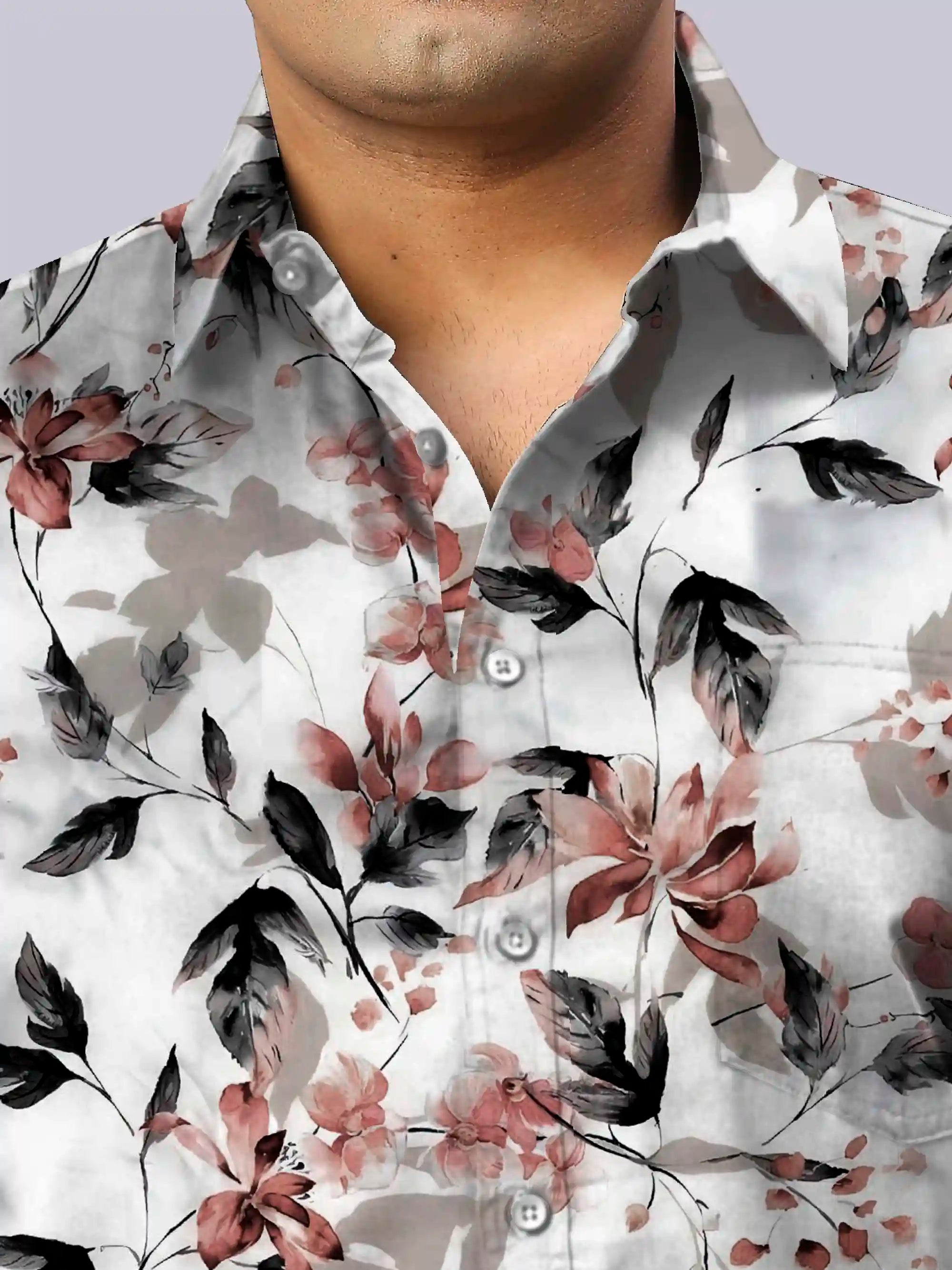 Flowing Style Digital Printed Men's Plus Size Full Sleeve Shirt