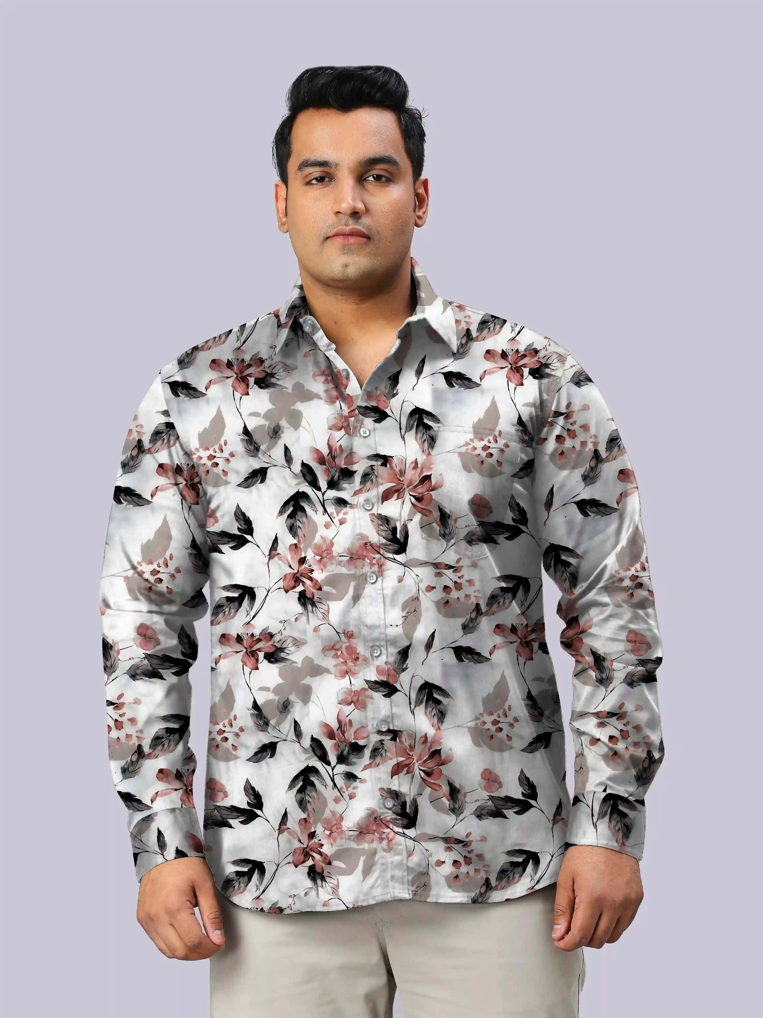 Flowing Style Digital Printed Men's Plus Size Full Sleeve Shirt