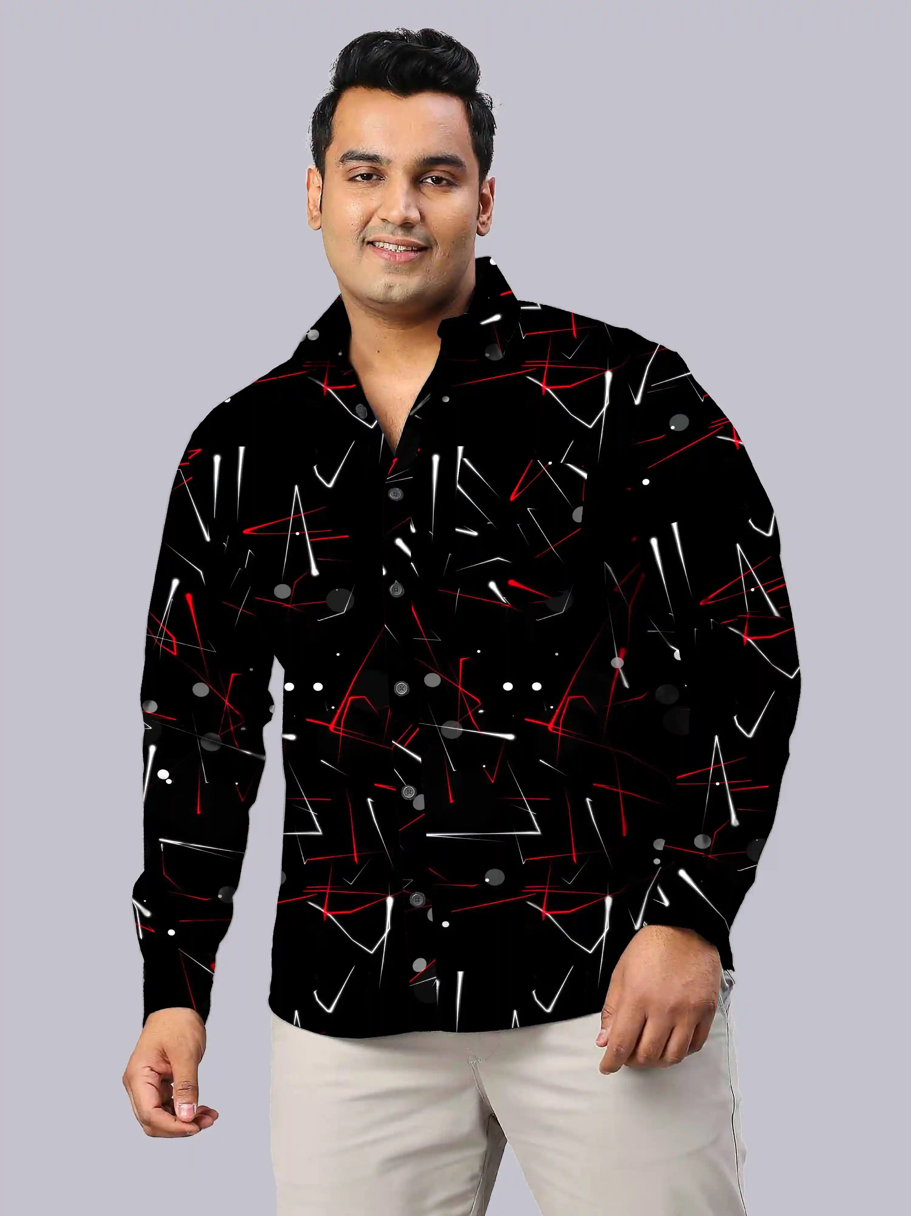 Particle Effects Digital Printed Men's Plus Size Full Sleeve Shirt
