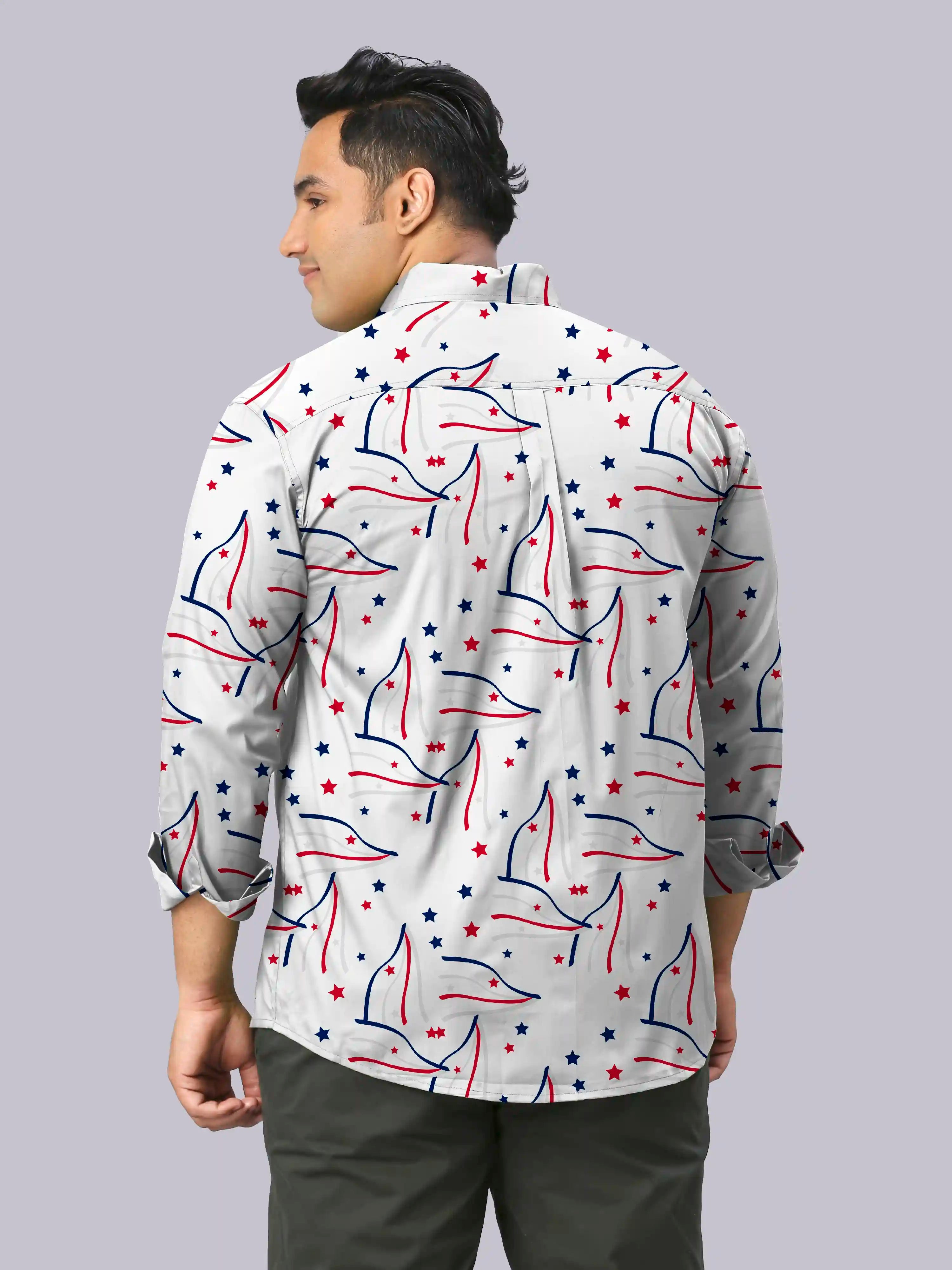 American Motifs Digital Printed Men's Plus Size Full Sleeve Shirt