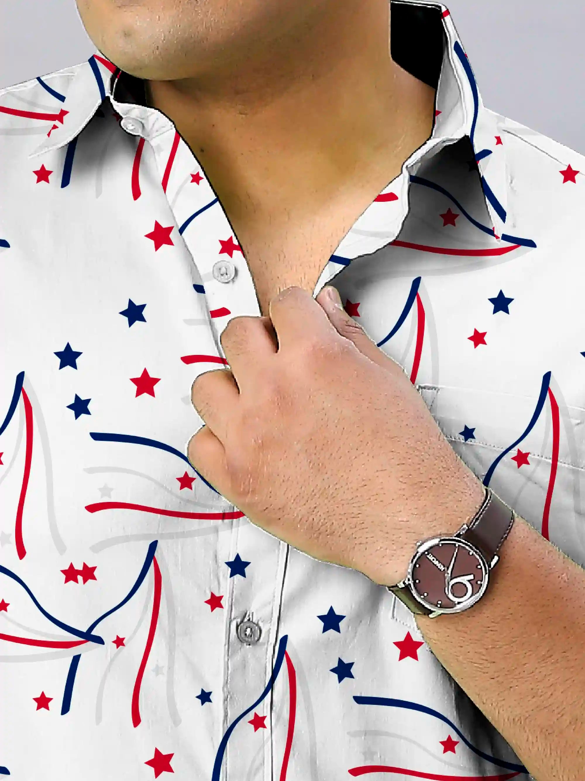 American Motifs Digital Printed Men's Plus Size Full Sleeve Shirt