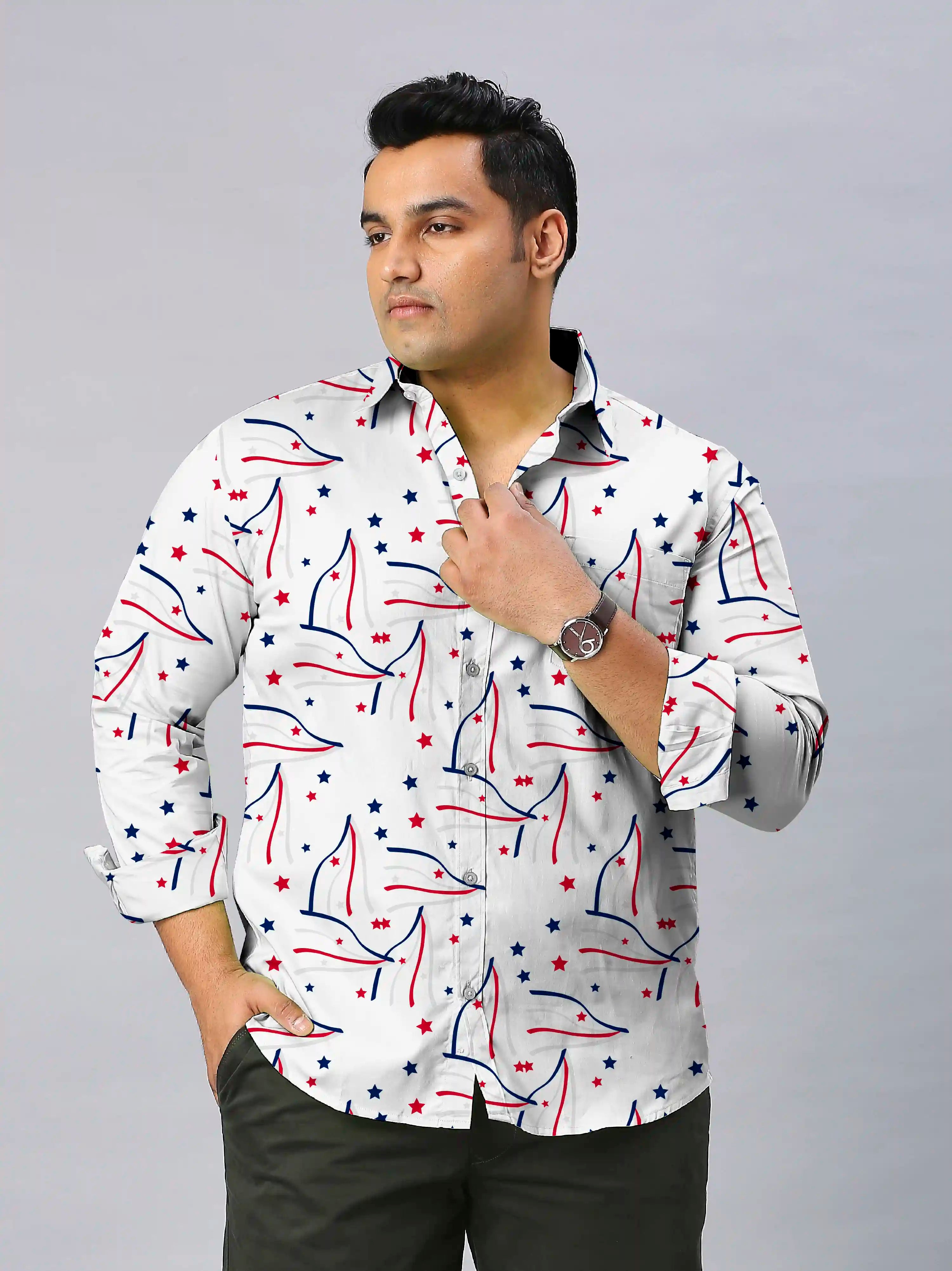 American Motifs Digital Printed Men's Plus Size Full Sleeve Shirt