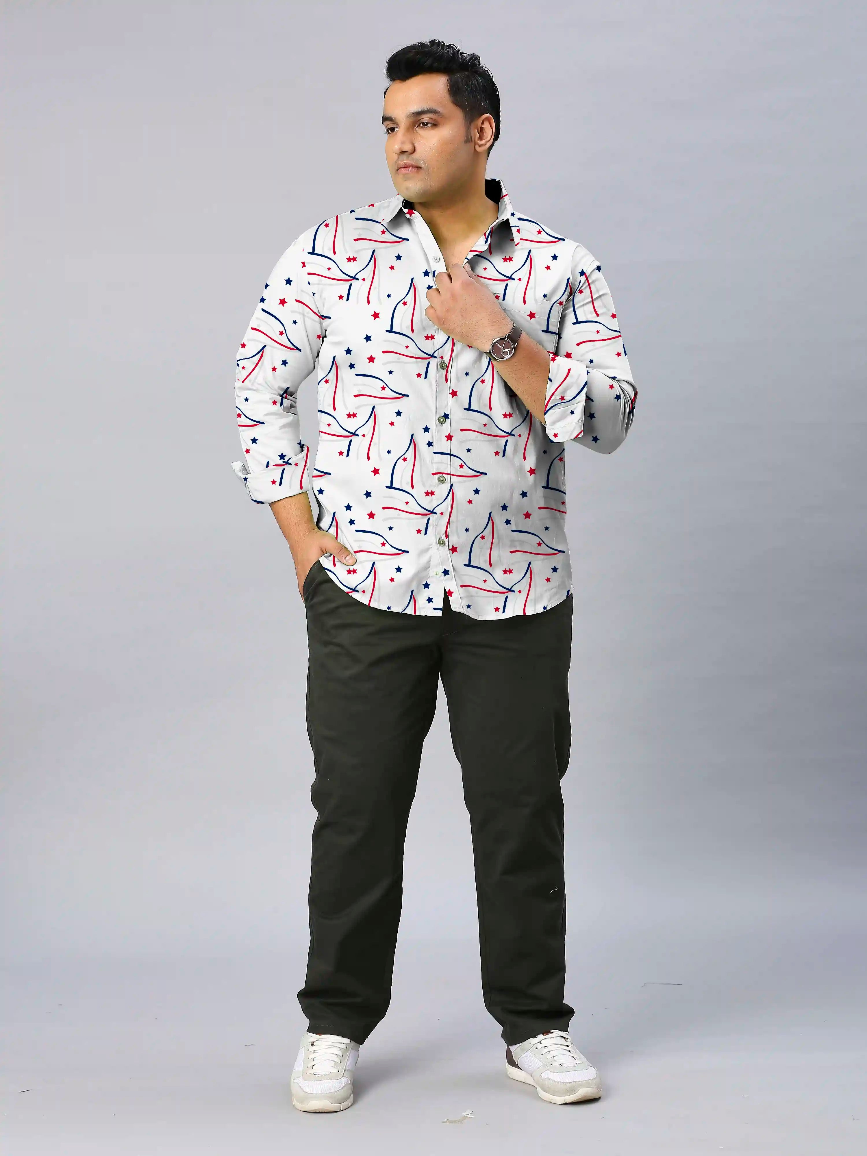 American Motifs Digital Printed Men's Plus Size Full Sleeve Shirt