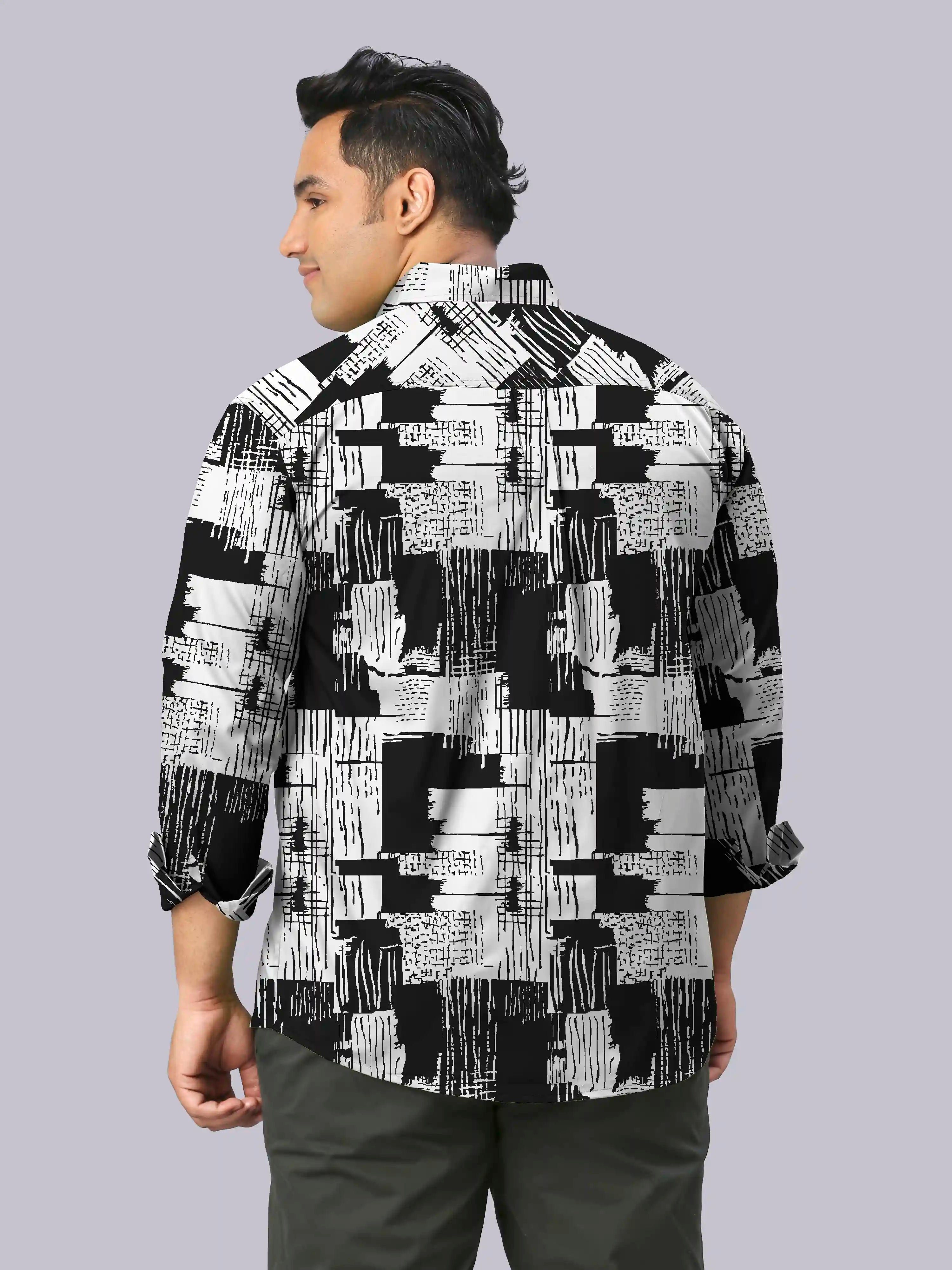 Abstract Grunge Digital Printed Men's Plus Size Full Sleeve Shirt
