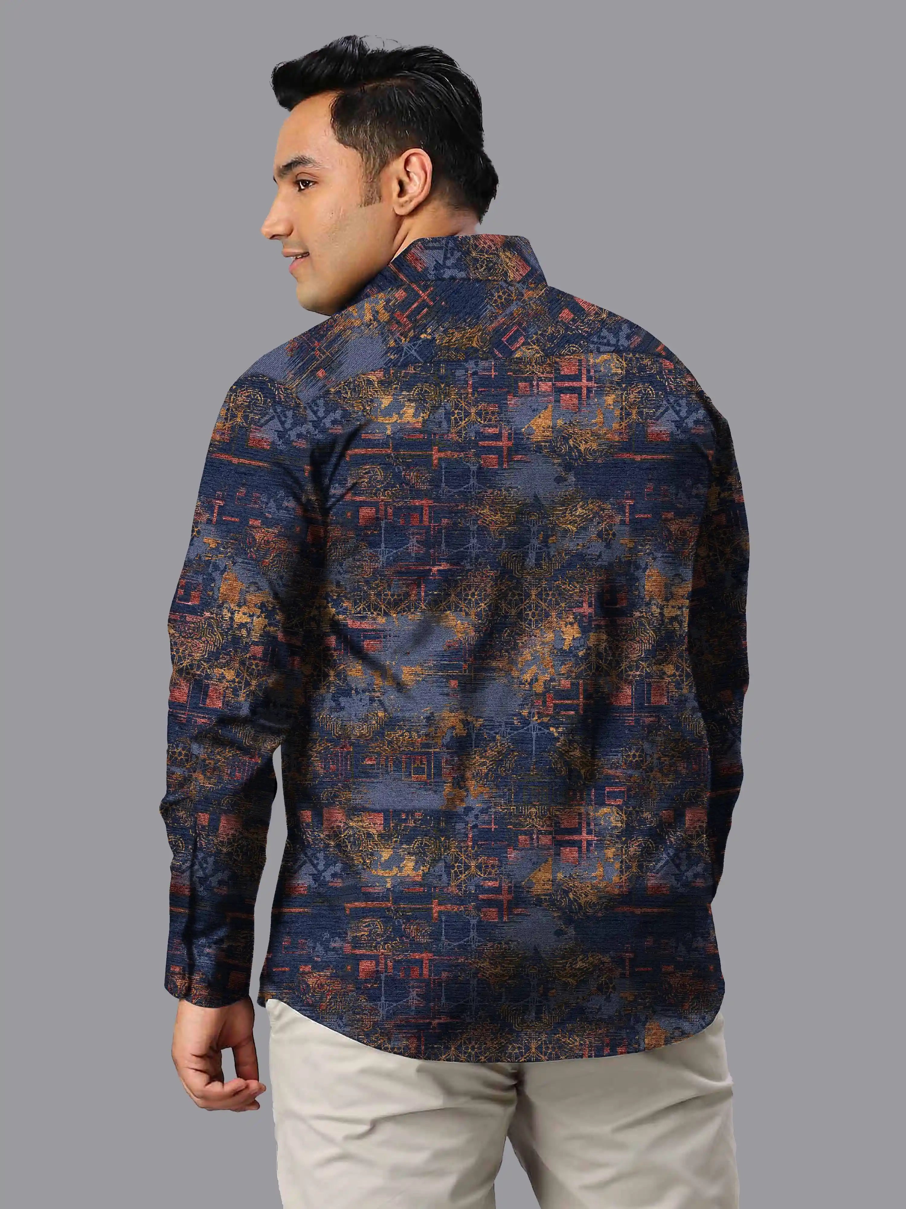 Helcope Digital Printed Men's Plus Size Full Sleeve Shirt
